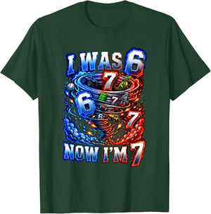 Tornado Birthday Boy I was 6 Now I'm 7 Six Seven 67 T-Shirt - T-Shirt | Forest