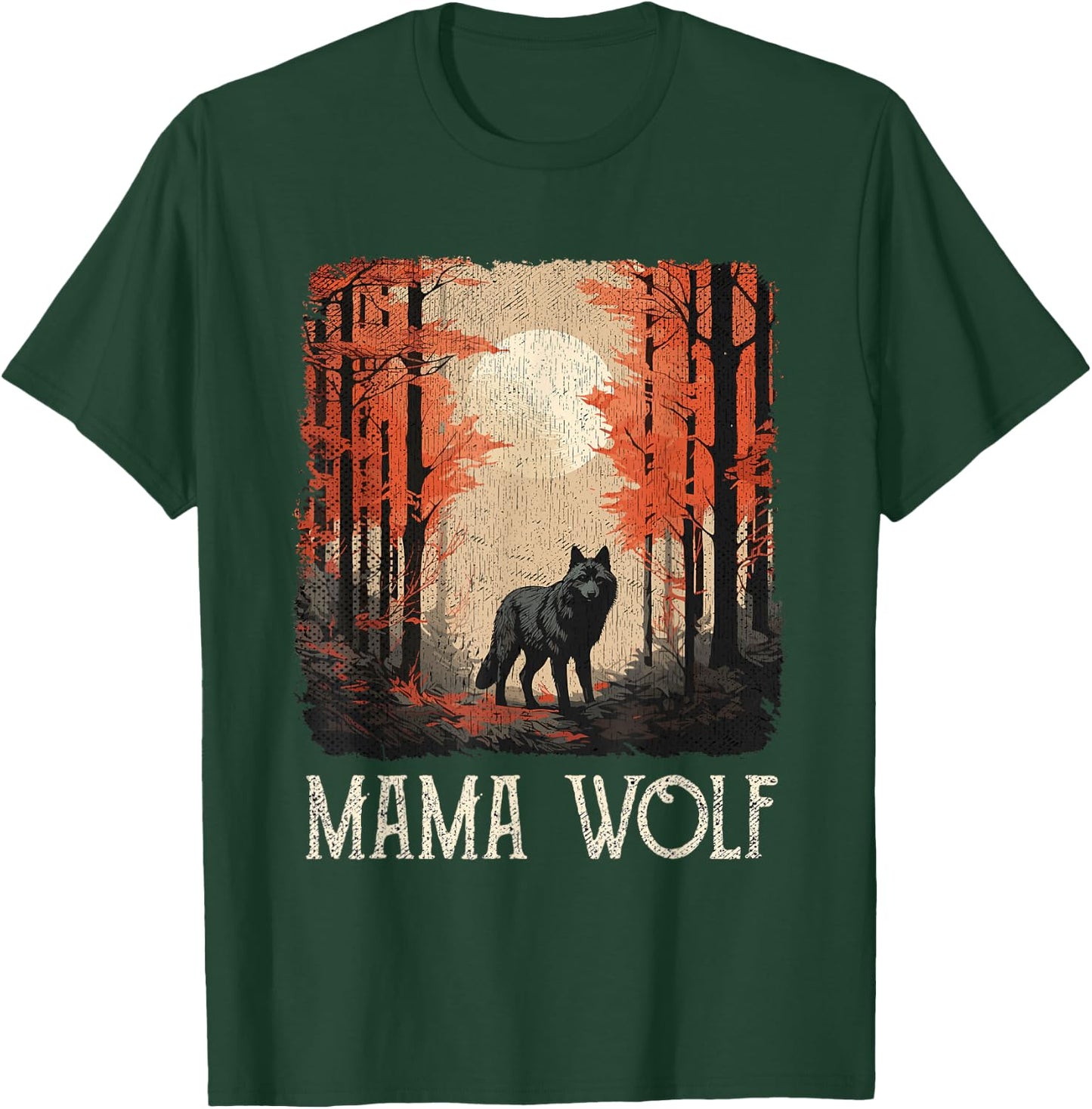 Full Moon Mother Grunge Forest Mom Wolf Mama Wolf T-Shirt - T-Shirt | Forest