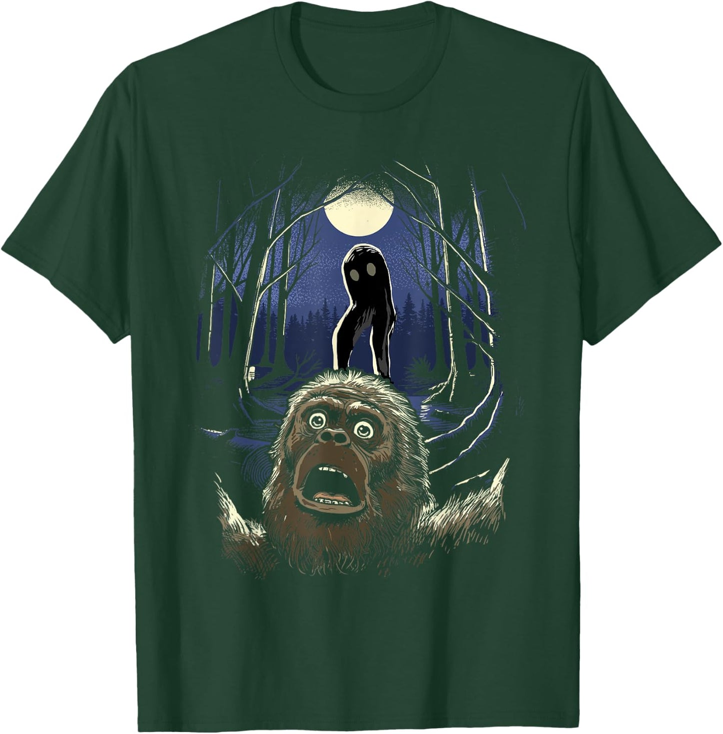 Scared Bigfoot Selfie Bigfoot With Fresno Monster Cryptid T-Shirt - T-Shirt | Forest