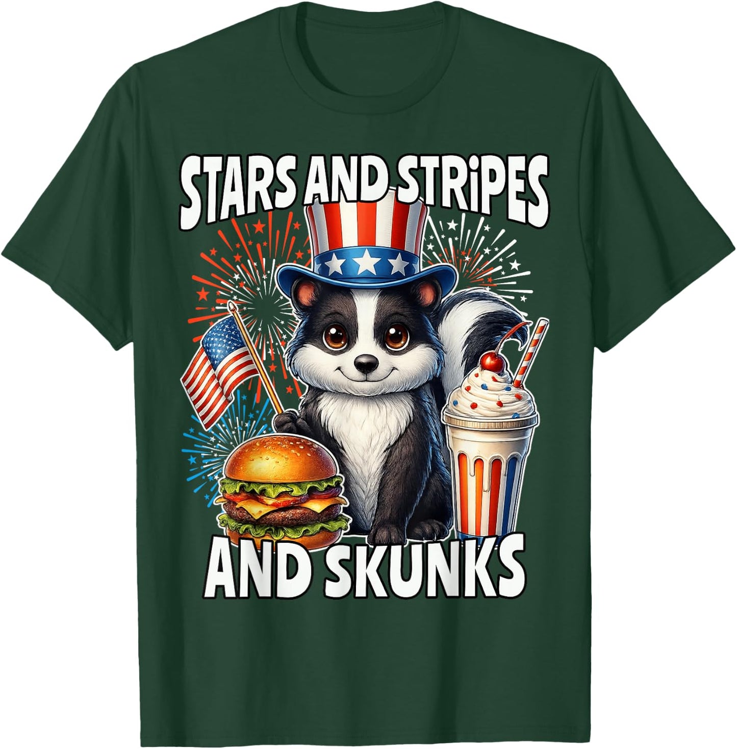 Skunk 4th of July American Skunk 250 T-Shirt - T-Shirt | Forest