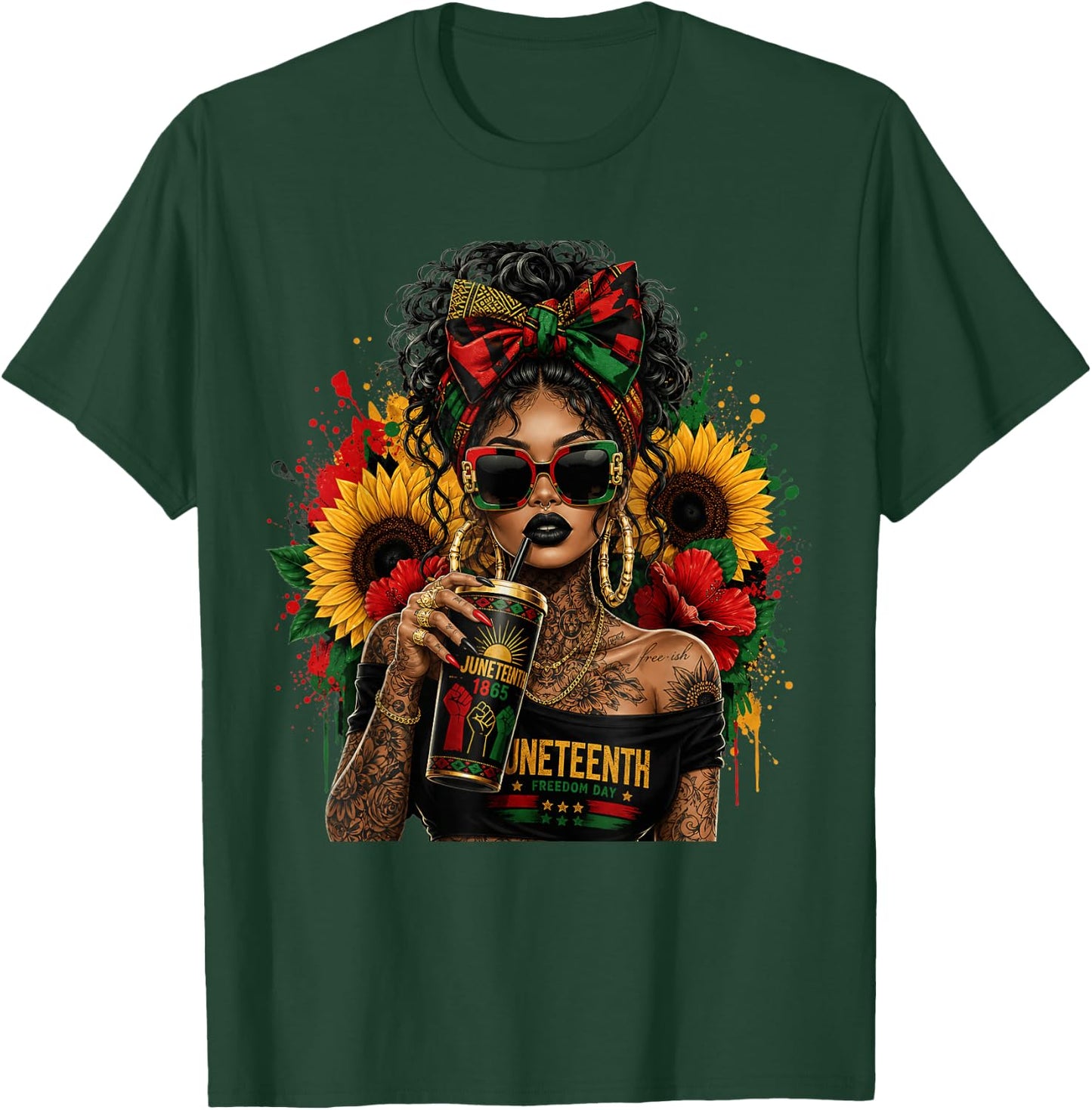 African American Juneteenth Pride Afro Women T-Shirt - T-Shirt | Forest