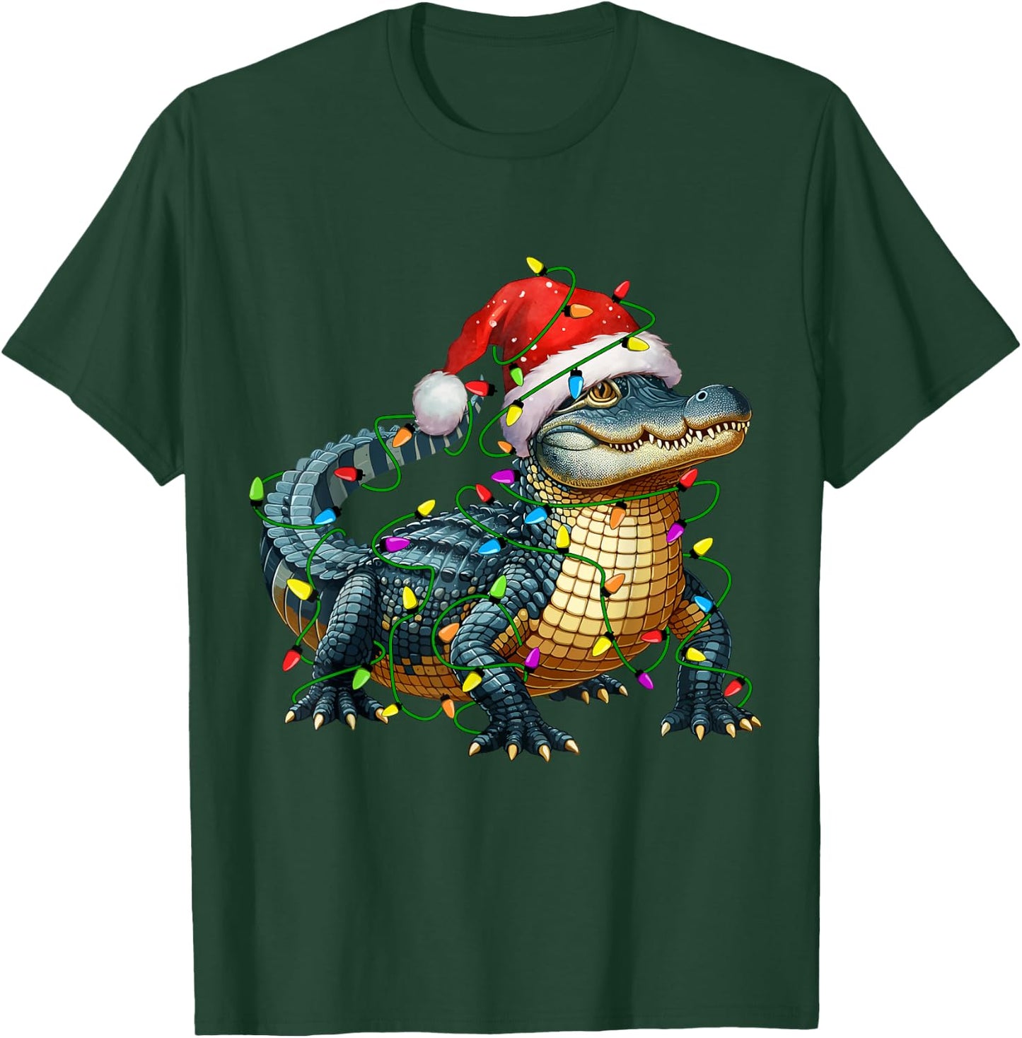 Alligator Santa Christmas Tree Lighting Xmas Funny T-Shirt - T-Shirt | Forest