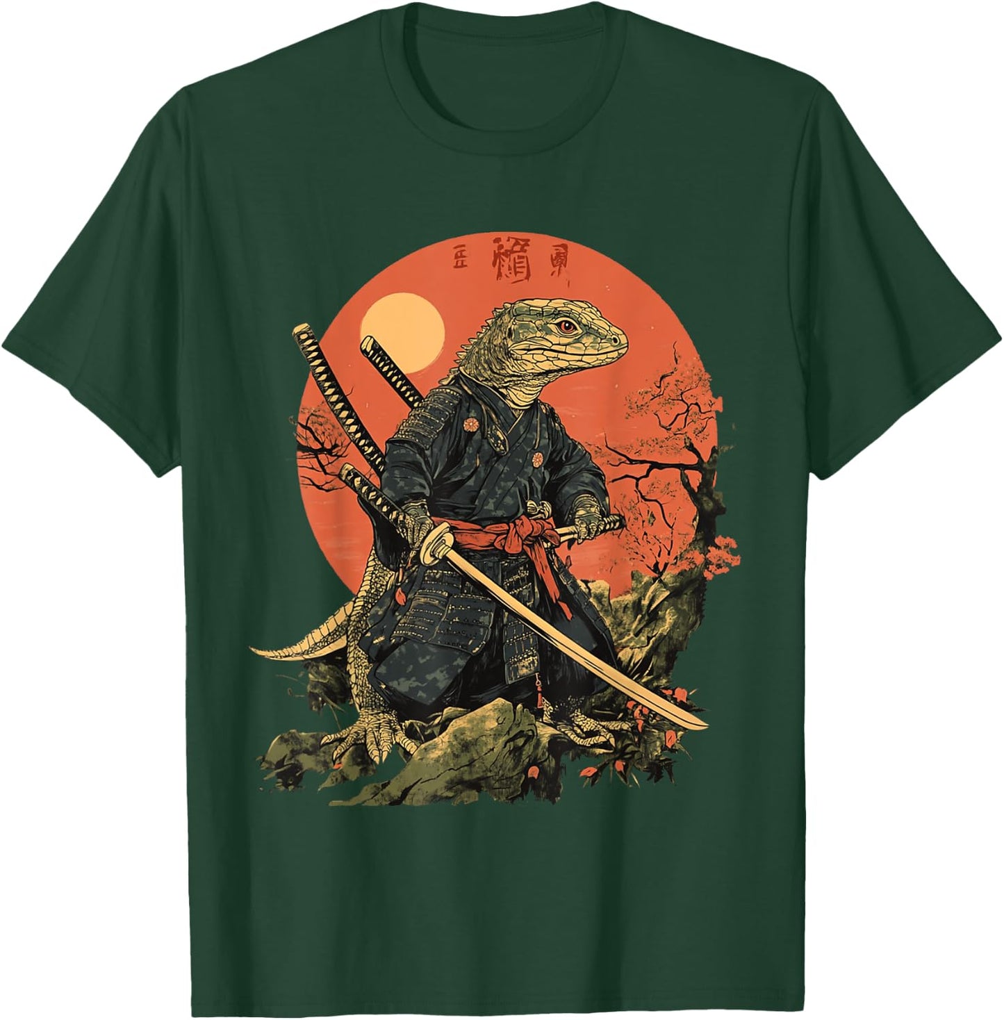 Reptile Japanese Ninja Samurai Anime Reptilian Lizard T-Shirt - T-Shirt | Forest