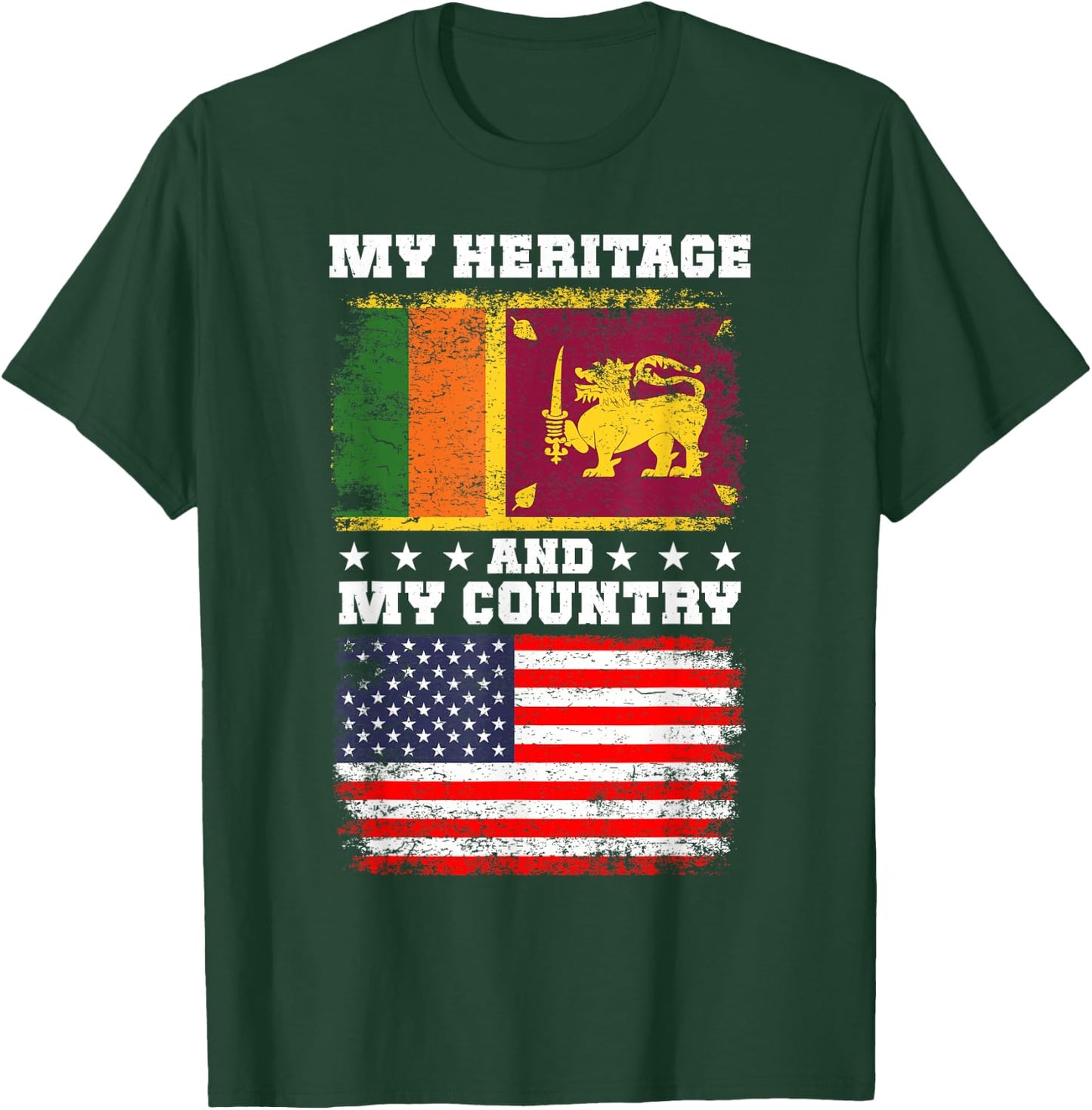 Sri Lankan Heritage Uniform American Outfit Sri Lanka Flag T-Shirt - T-Shirt | Forest