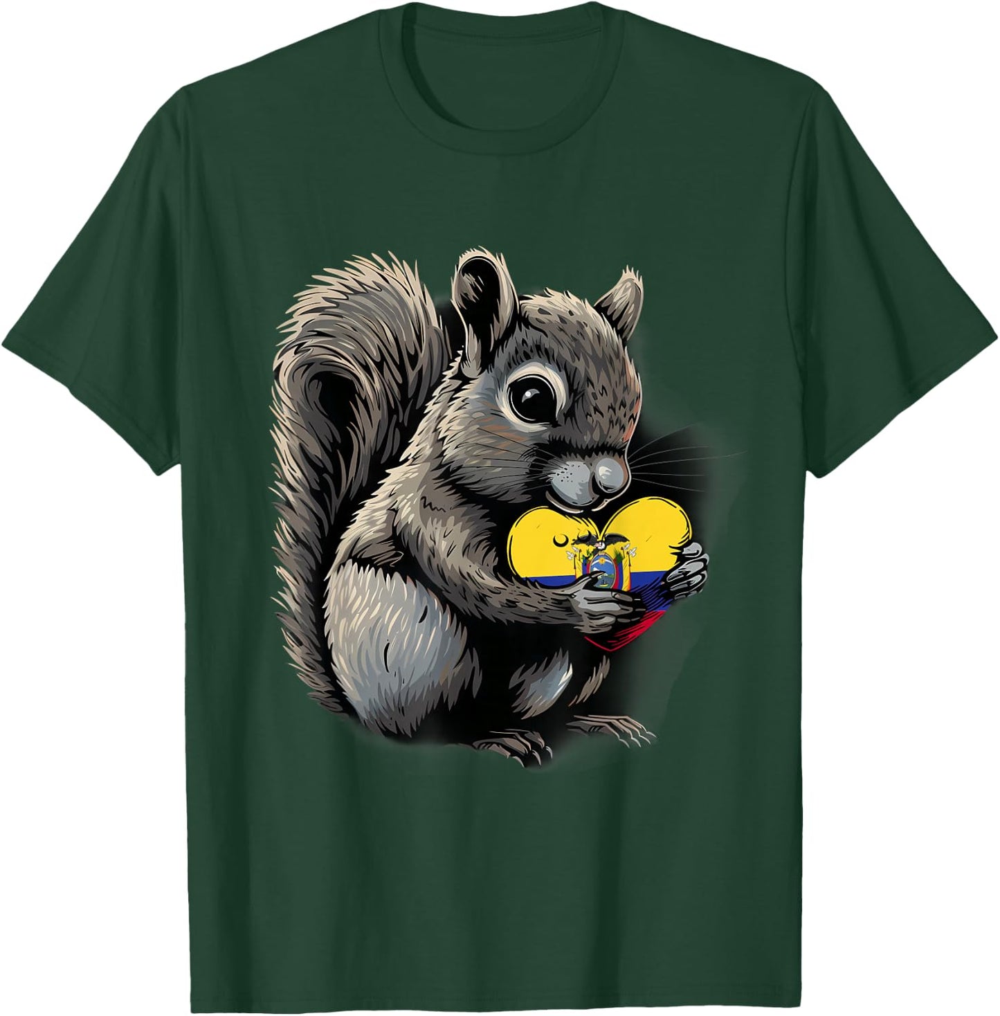 Ecuador Squirrel Heart Ecuadorian Roots Ecuadorian Flag T-Shirt - T-Shirt | Forest