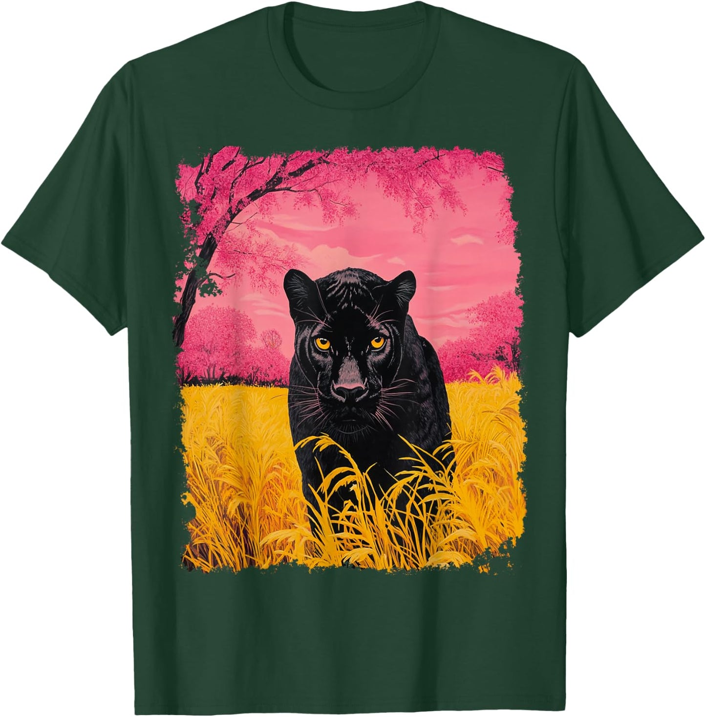 Pink Tops Panther Black T-Shirt - T-Shirt | Forest