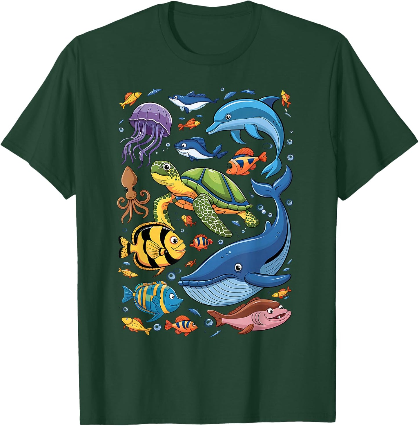 Sea Creature Animal Marine Ocean Life Turtle Whale Dolphin T-Shirt - T-Shirt | Forest