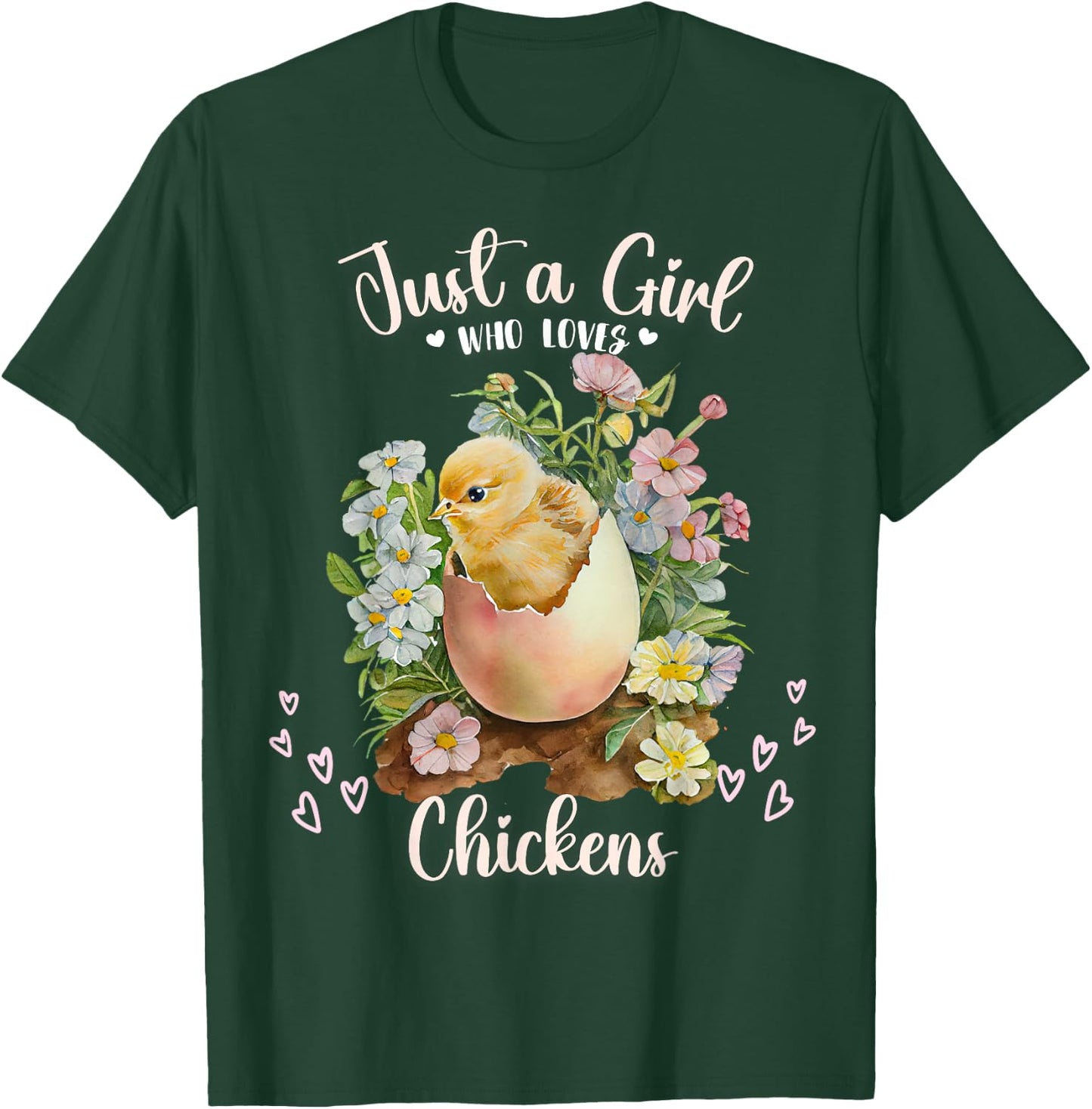 Just a Girl who loves Chickens Cute Baby Chick Hatching T-Shirt - T-Shirt | Forest