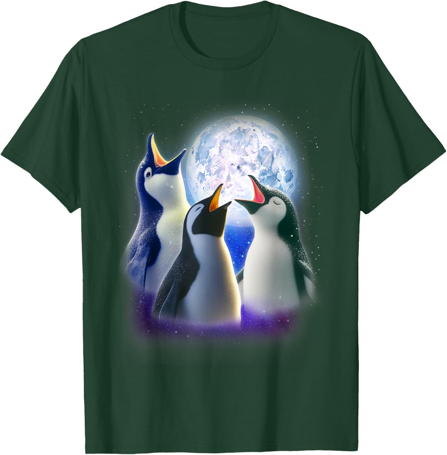 3 Penguins Howling At The Moon Funny Penguin Animal Lover T-Shirt - T-Shirt | Forest