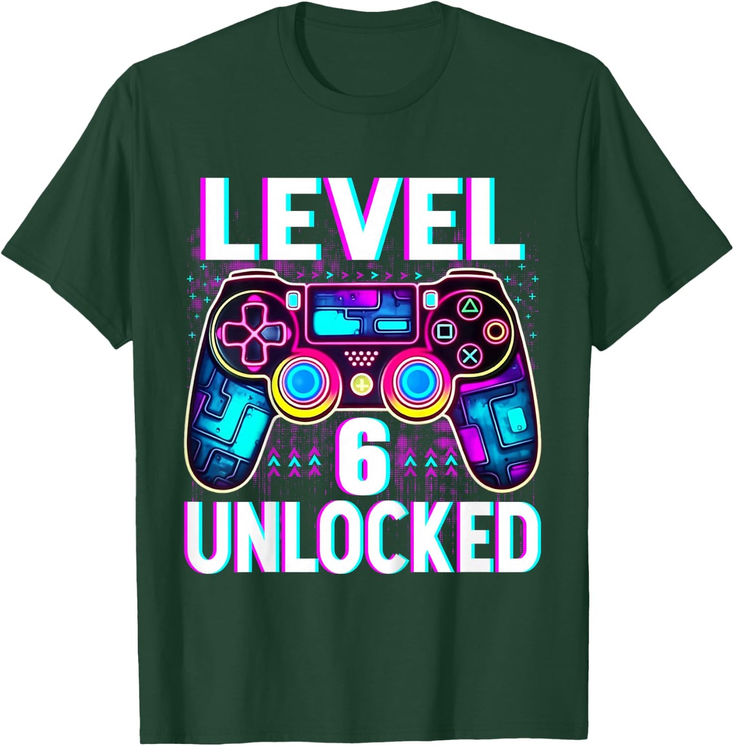 Kids Level 6 Unlocked Shirt Funny Video Gamer Geek 6th Birthday T-Shirt - T-Shirt | Forest