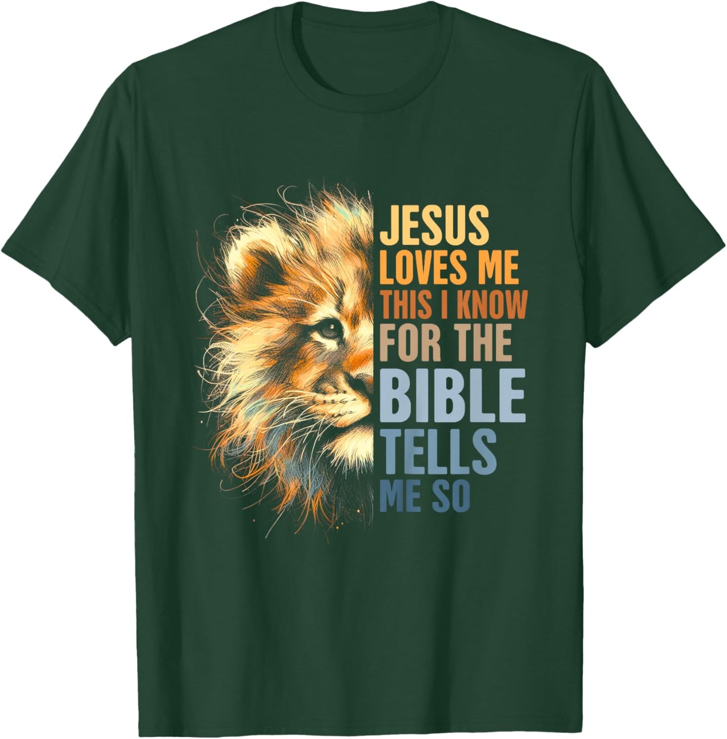 Kids Lion Christian Religious Baby Jesus Loves Me This I Know T-Shirt - T-Shirt | Forest