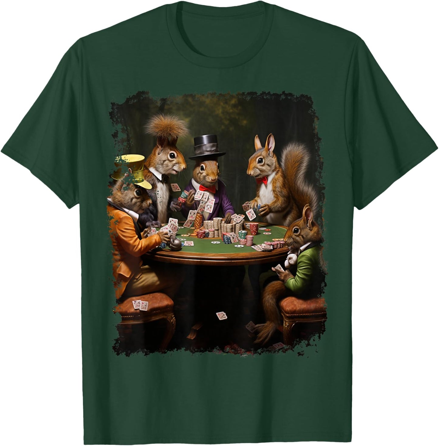 Playing Card Pop Art Gambling Squirrel Playing Poker Cards T-Shirt - T-Shirt | Forest