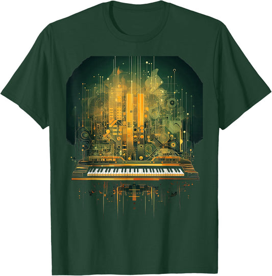 modular Synthesizer elektronische Musik mit Keyboard analog T-Shirt - T-Shirt | Forest