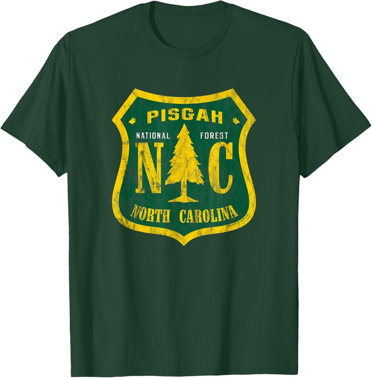 Pisgah National Forest North Carolina Shield Vintage Look T-Shirt - T-Shirt | Forest