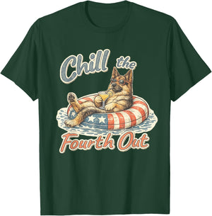 chill the Fourth Out German Shepherd 4th of July T-Shirt - T-Shirt | Forest