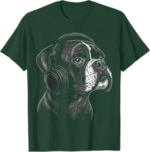 Boxer Chien Motif Animal Animalier Musique Casque Boxer T-Shirt - T-Shirt | Forest