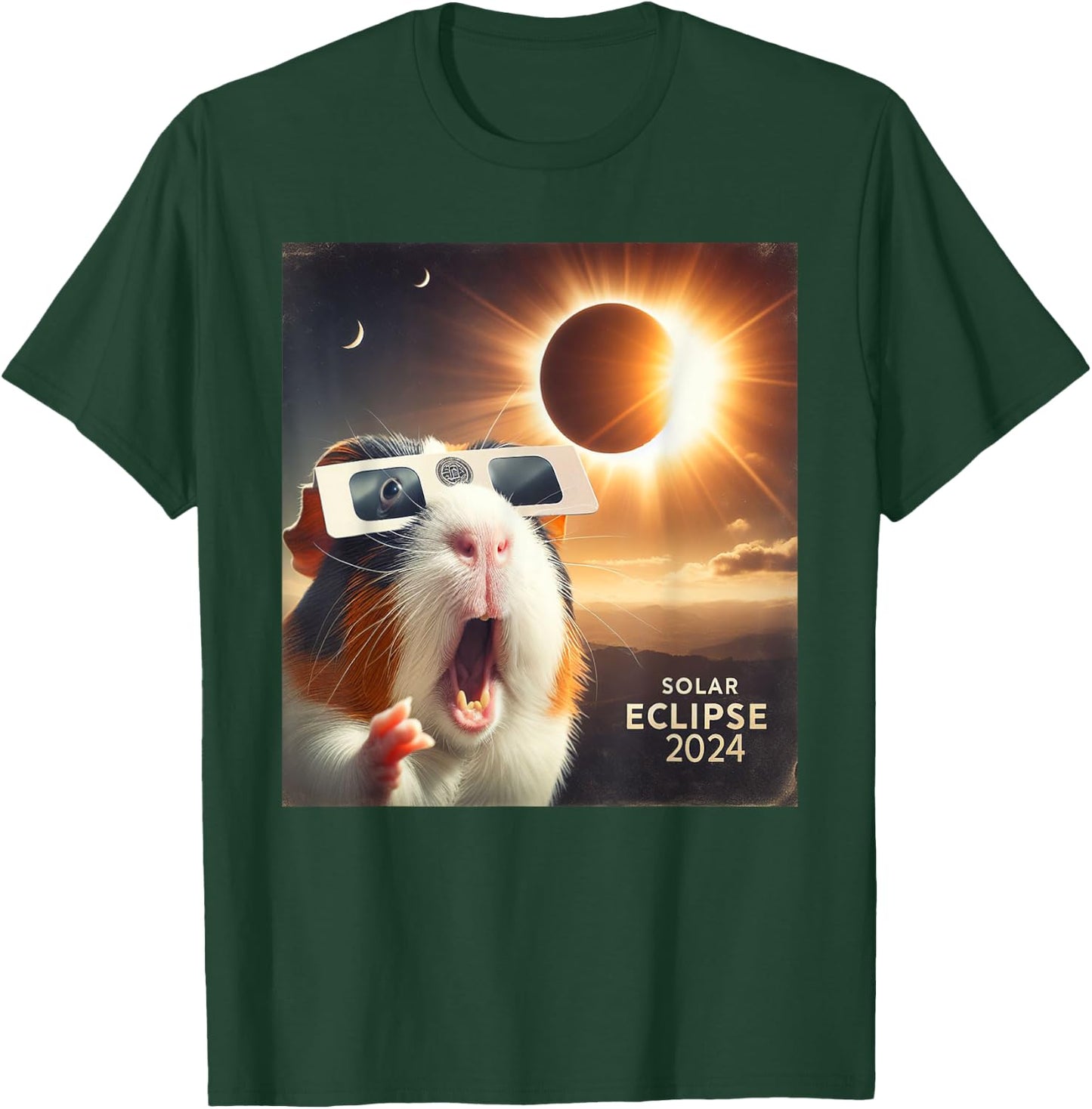 Funny Selfie Guinea Pig Kids Solar Eclipse T-Shirt - T-Shirt | Forest