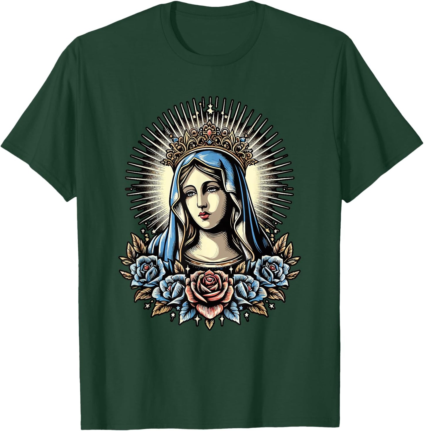 Virgin Mary Religious Art Spiritual Devotion T-Shirt - T-Shirt | Forest