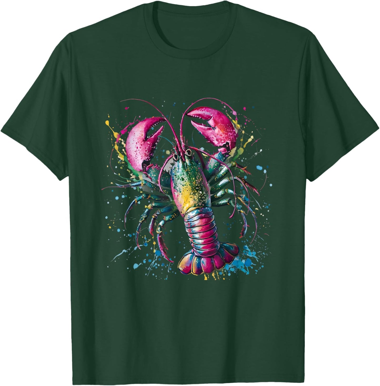 Lobster Men Woman Colorful Watercolor Lobster T-Shirt - T-Shirt | Forest