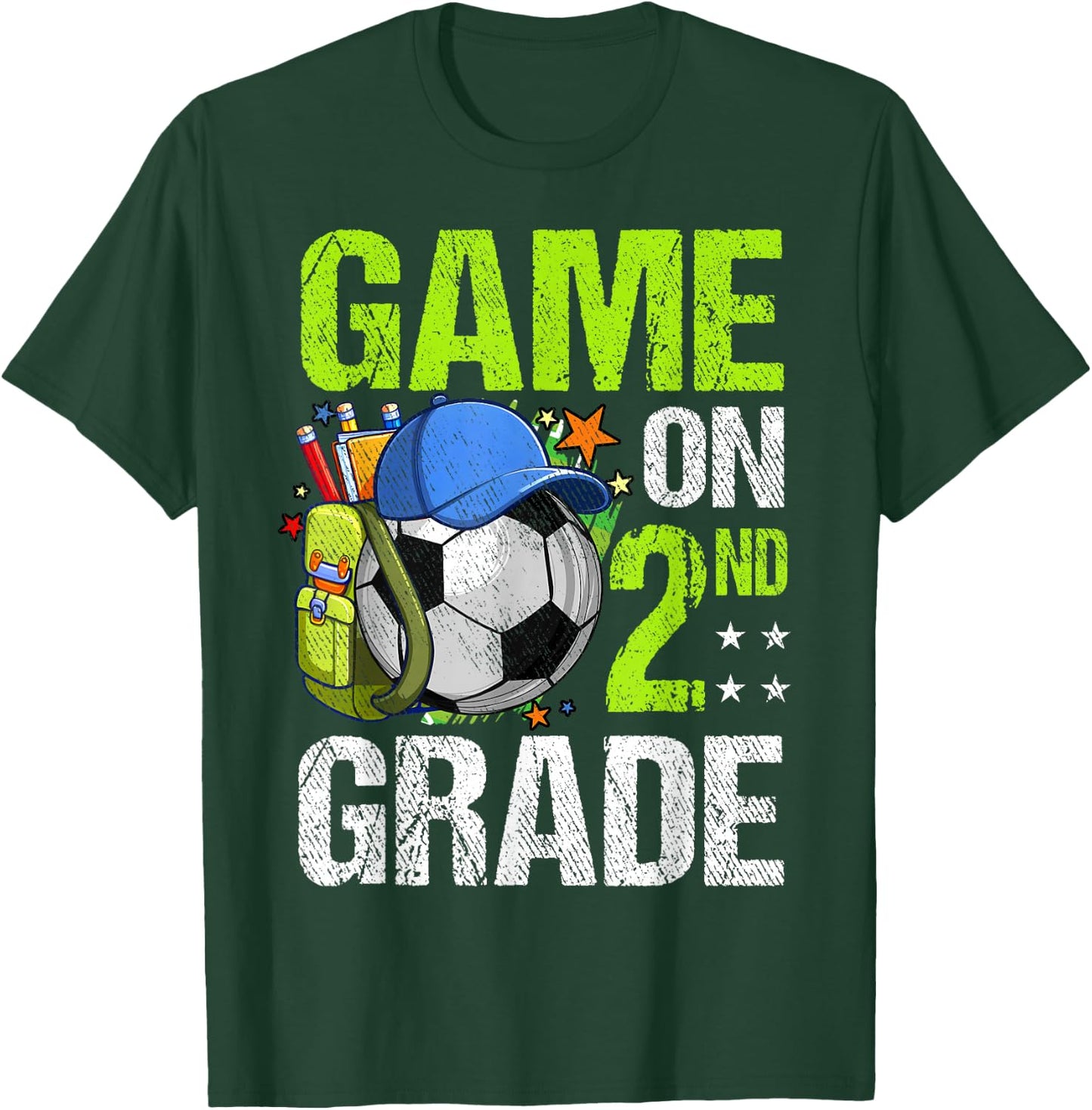 Game On 2nd Grade Soccer Back To School Boy Girl Kids Gift T-Shirt - T-Shirt | Forest
