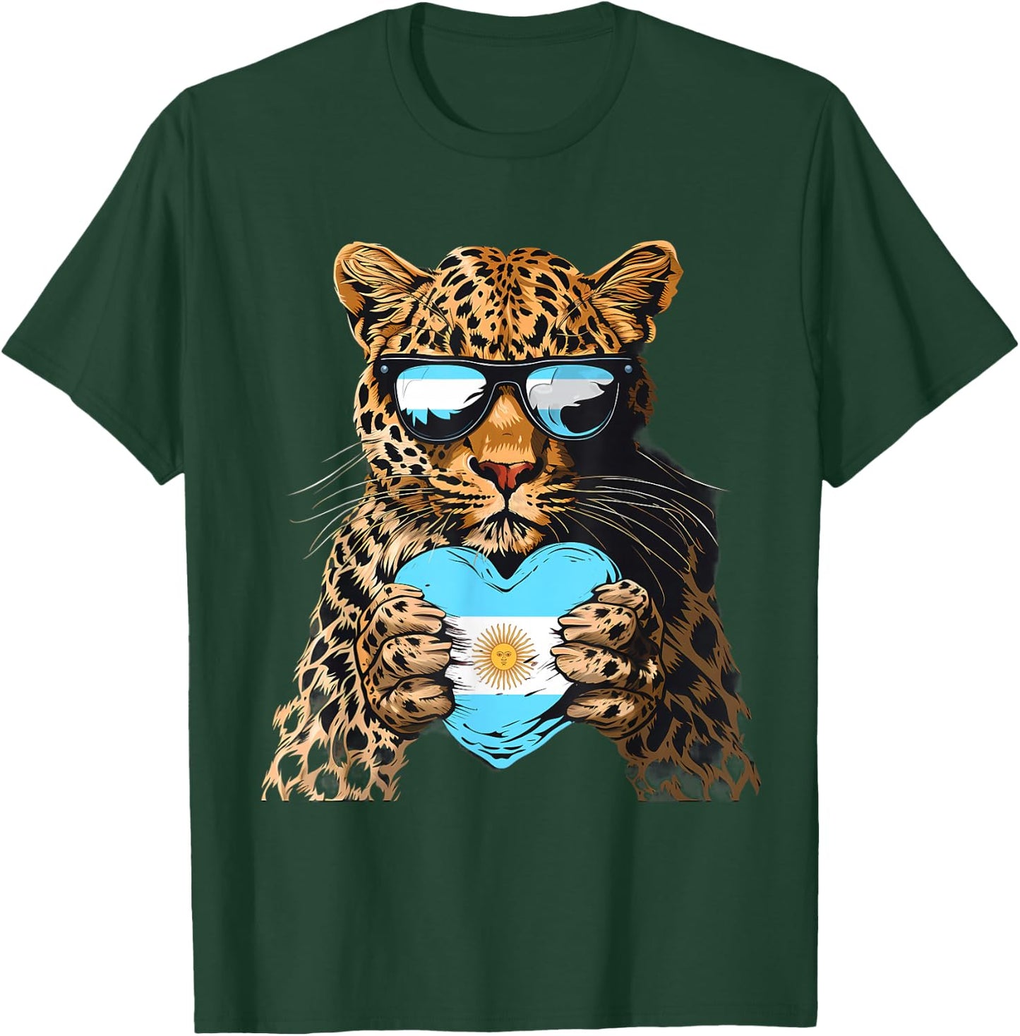 Argentina Leopard Heart Argentinian Roots Argentina Pride T-Shirt - T-Shirt | Forest