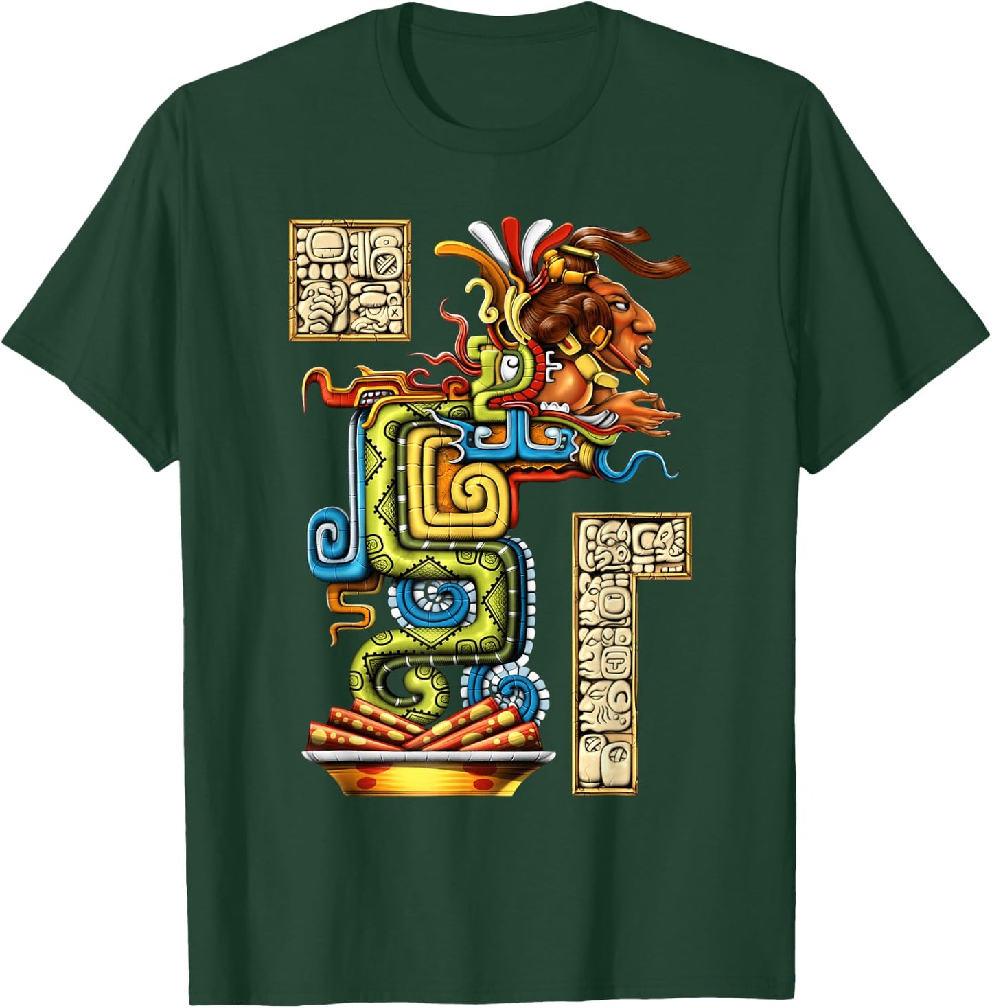 Quetzalcoatl Snake Aztec Mythology God Ancient Maya T-Shirt - T-Shirt | Forest