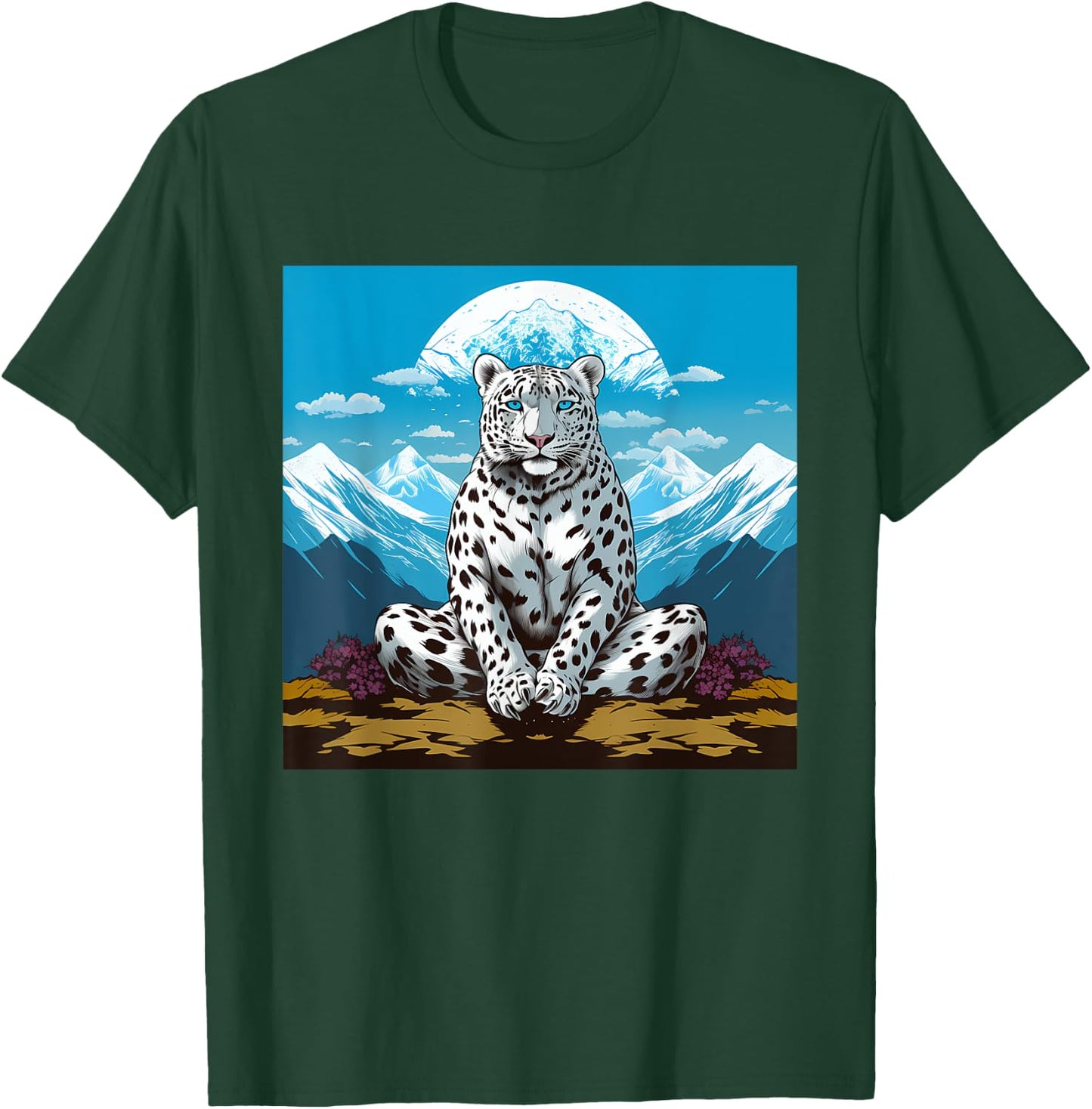 Snow Leopard Meditation Yoga T-Shirt - T-Shirt | Forest