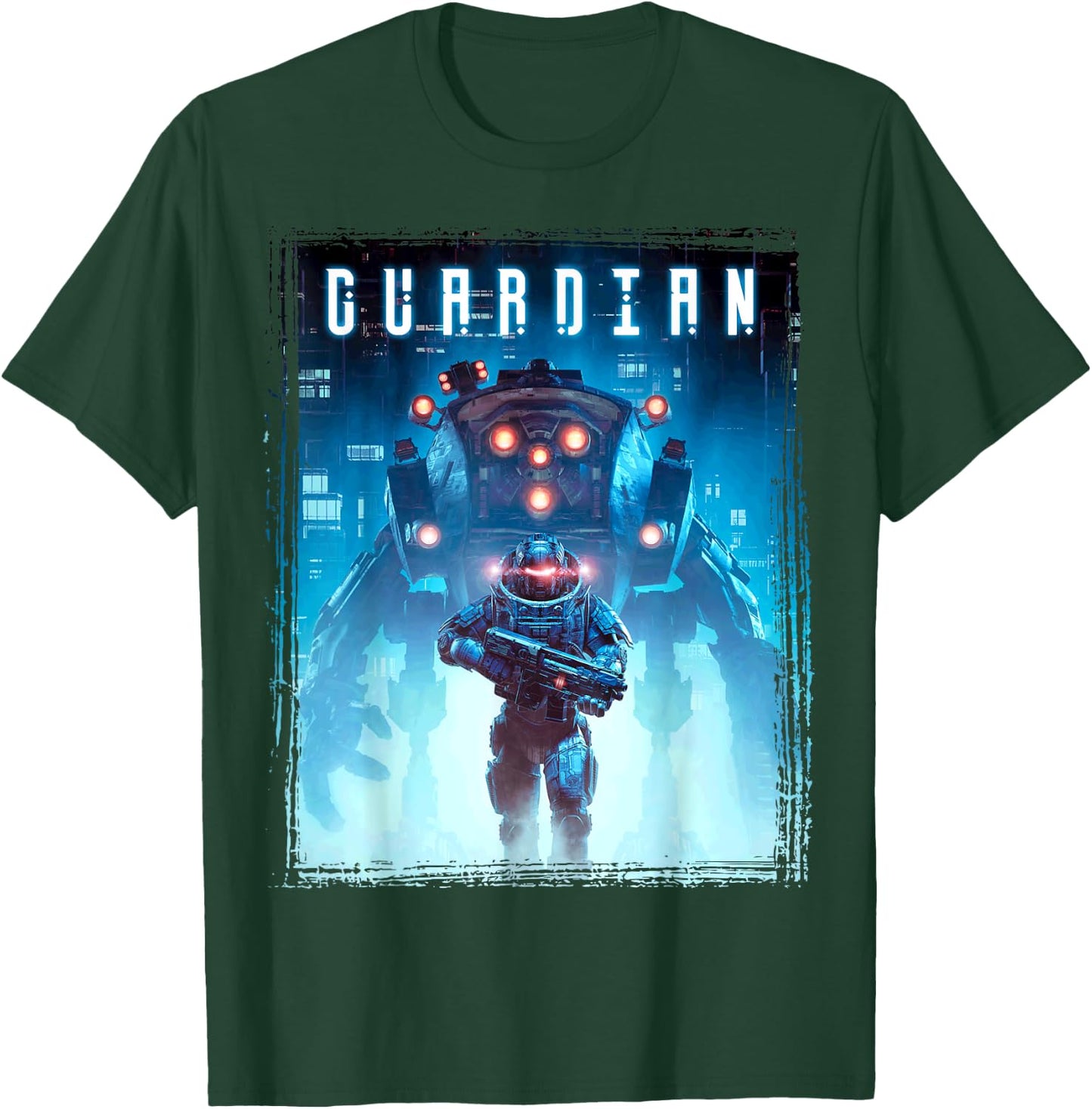 Science Fiction Cyberpunk Mech Guardian Robot Soldat Gamer T-Shirt - T-Shirt | Forest