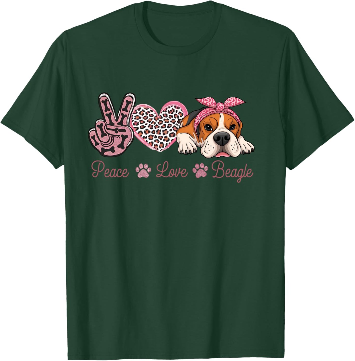 Funny Puppy Dog Mom Peace Love Beagle Dog Mother's Day T-Shirt - T-Shirt | Forest