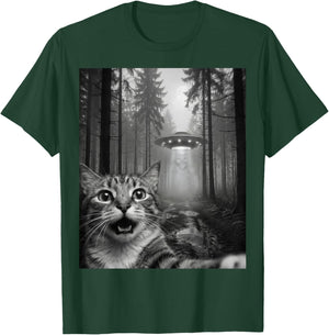 Chat Témoin OVNI Humour Paranormal Rencontre Insolite T-Shirt - T-Shirt | Forest