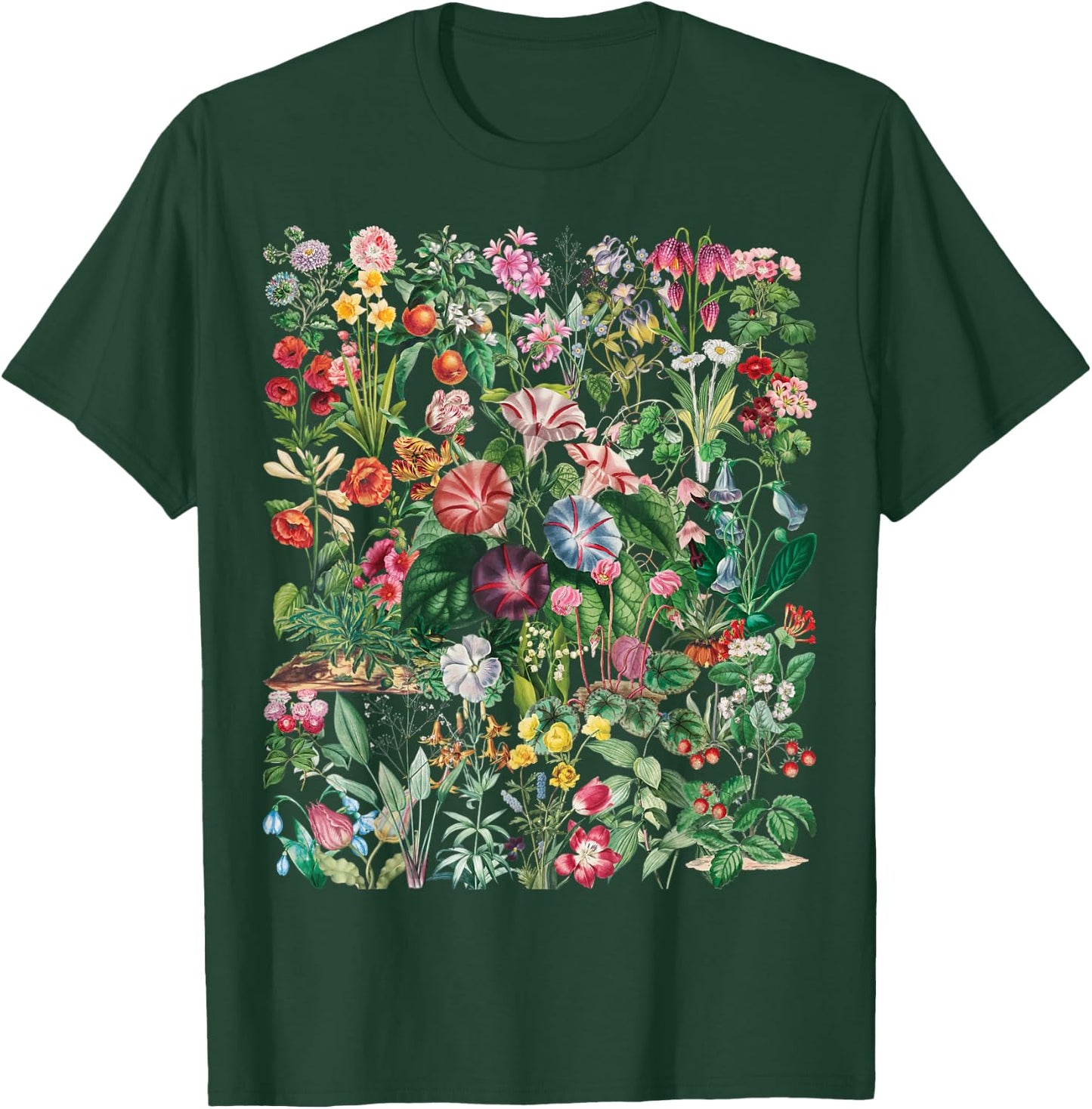 Vintage Inspired Flower Botanical Chart Gift T-Shirt - T-Shirt | Forest