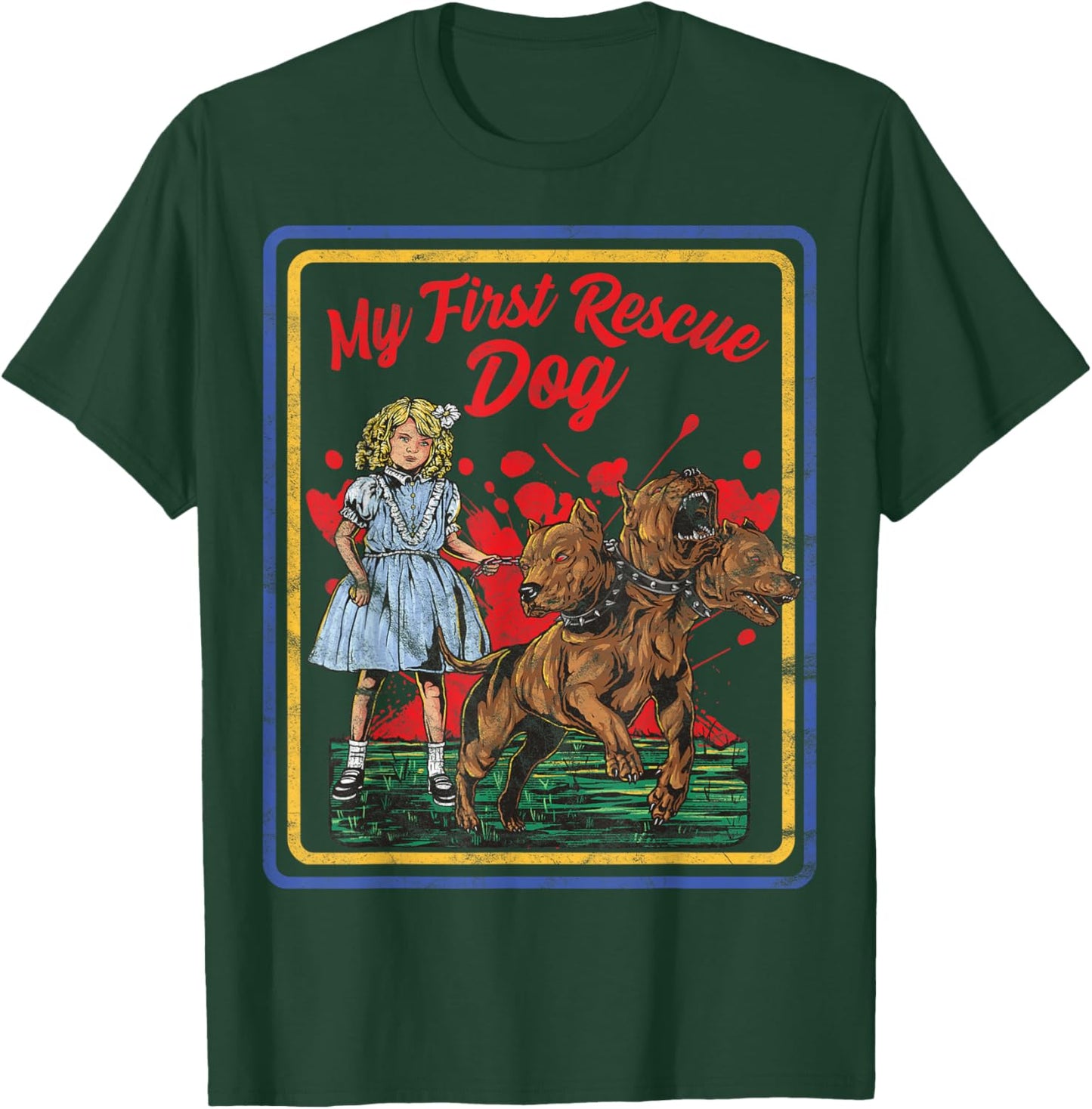 Vintage Child Game Horror Dark Humour My First Rescue Dog , black T-Shirt - T-Shirt | Forest