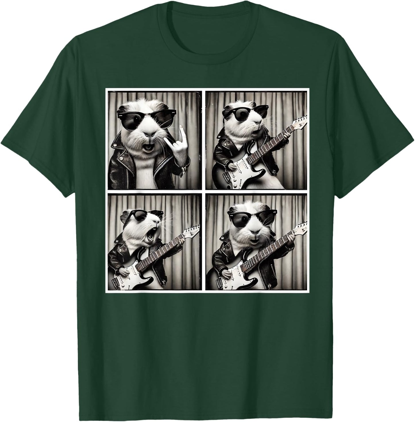 Guinea Pig Playing Electric Guitar Guinea Pig Photobooth T-Shirt - T-Shirt | Forest