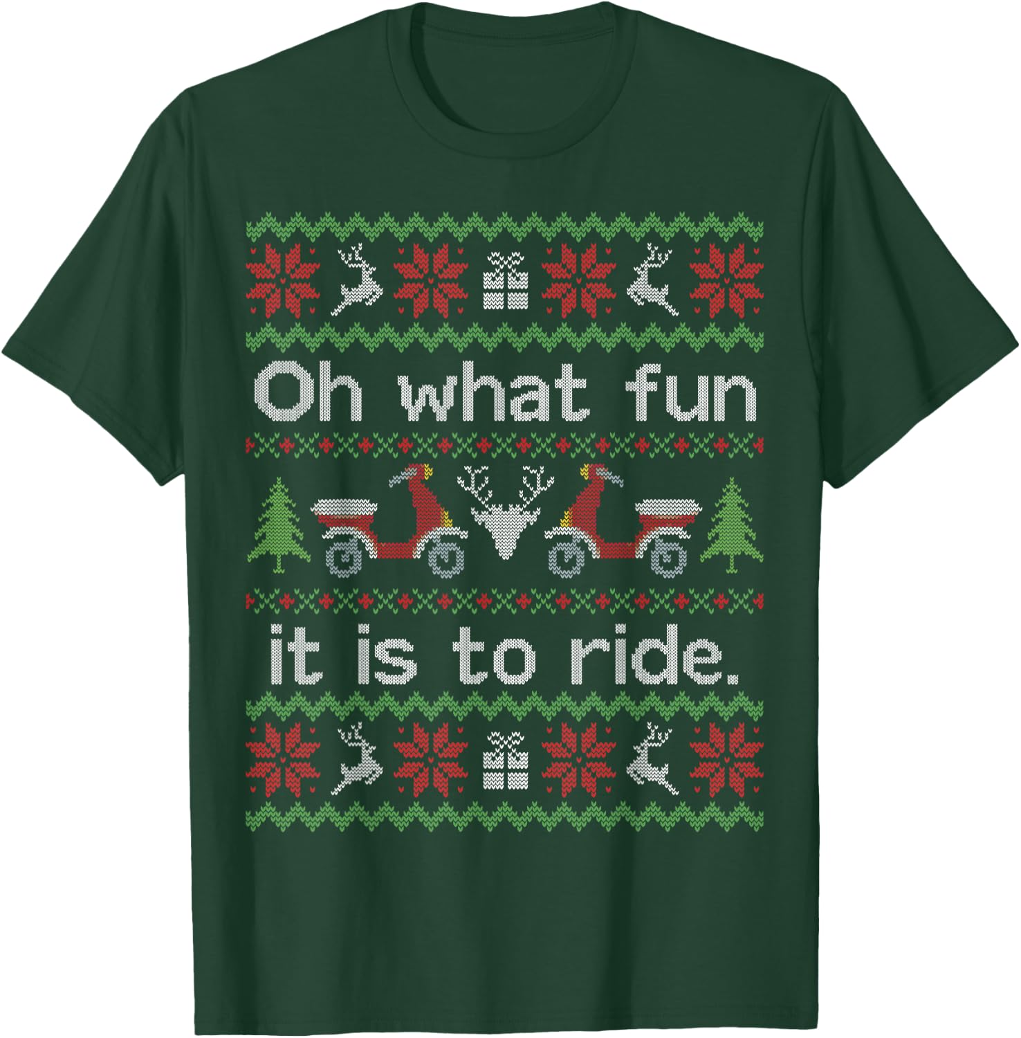 Funny Ugly Sweater Christmas Moped Scooter Shirt T-Shirt - T-Shirt | Forest