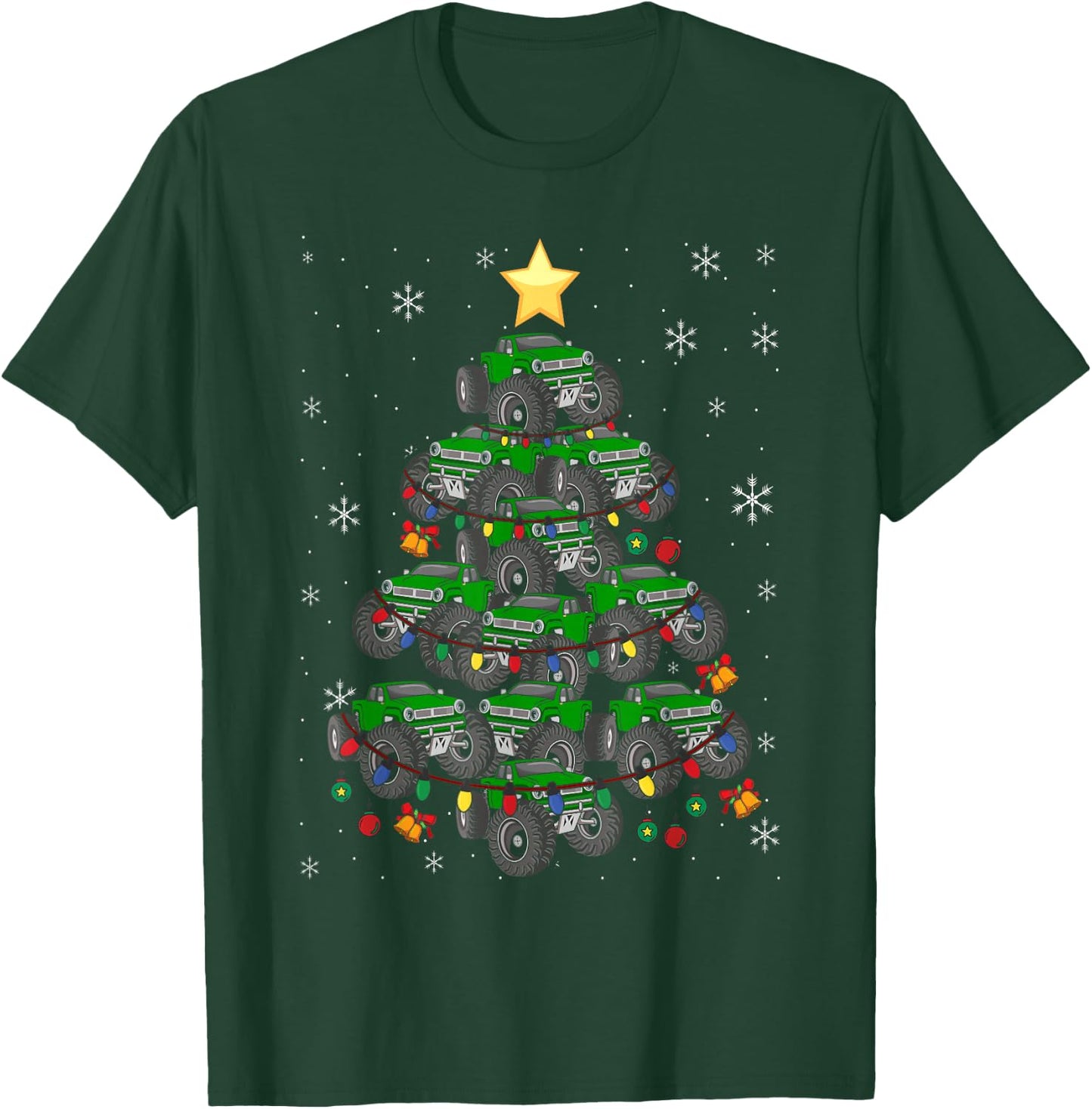 Monster Truck Christmas Tree Xmas Boys Toddler Kids T-Shirt - T-Shirt | Forest