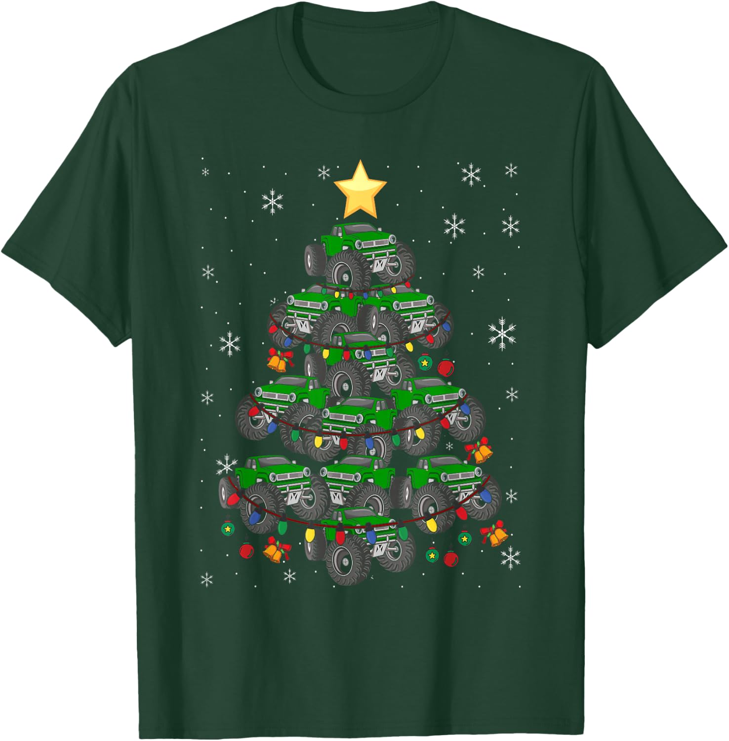 Monster Truck Christmas Tree Xmas Boys Toddler Kids T-Shirt - T-Shirt | Forest