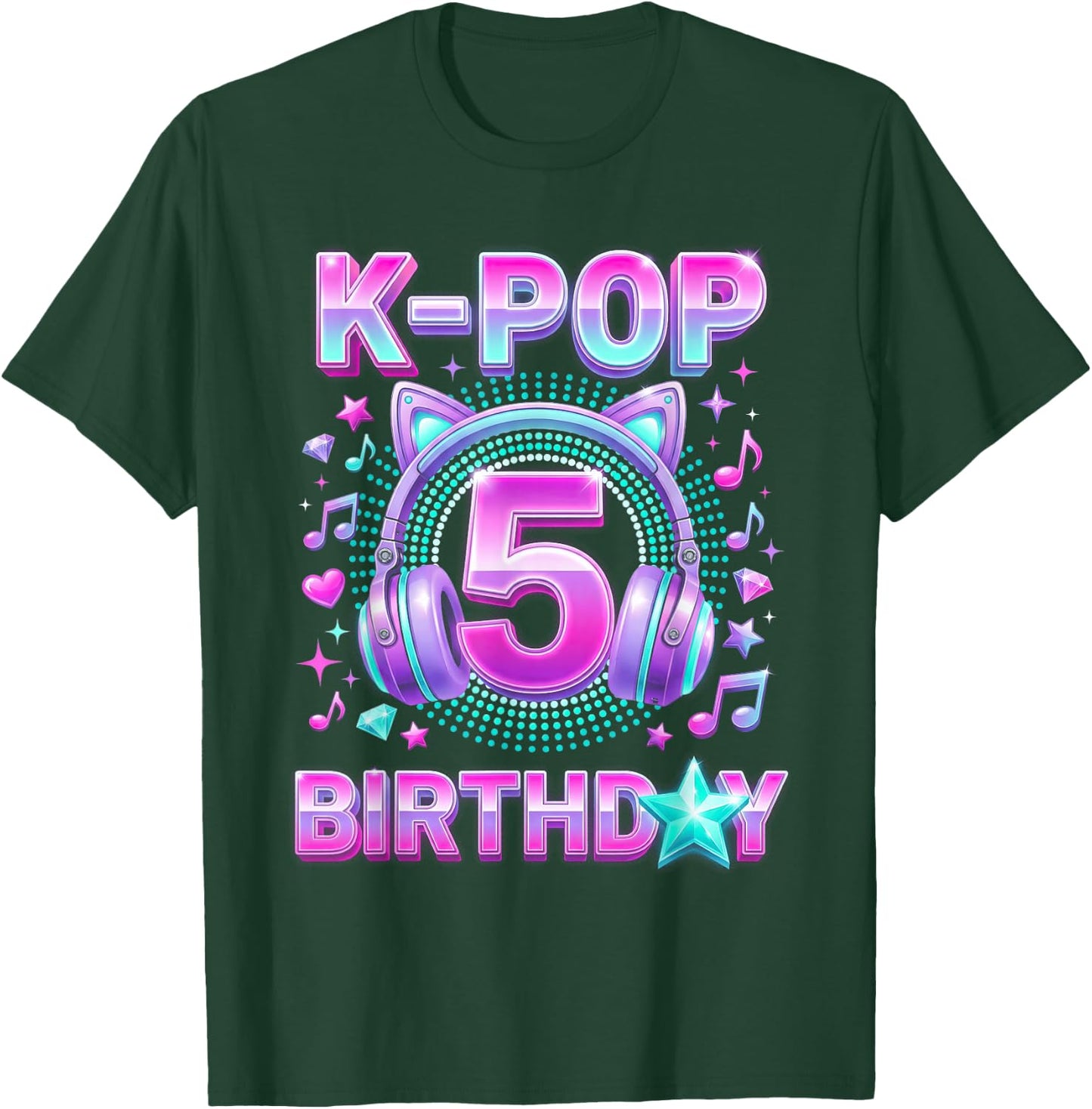 K-Pop 5. Geburtstag Mädchen 5 Jahre alt koreanische Musik T-Shirt - T-Shirt | Forest