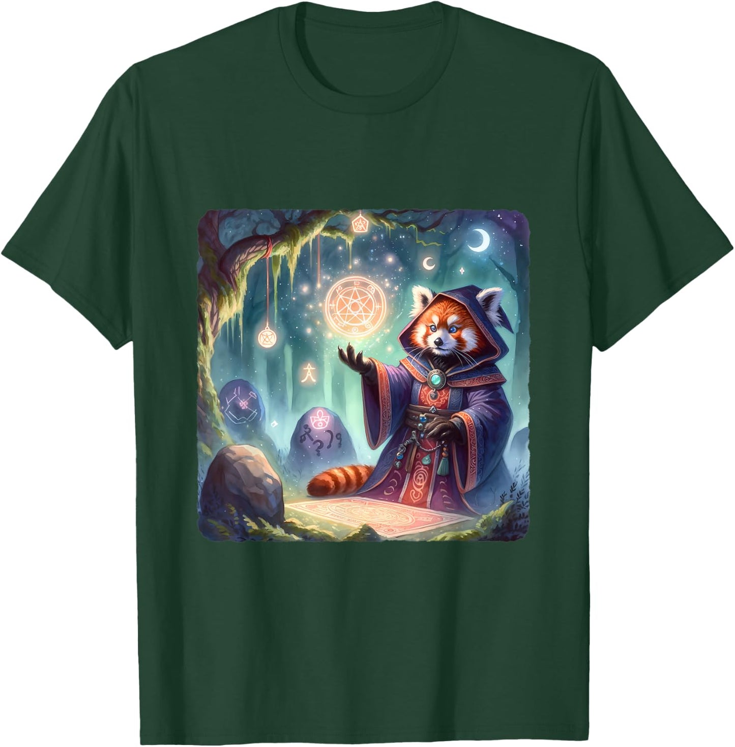 Red Panda Wizard Casting A Spell. Magic T-Shirt - T-Shirt | Forest