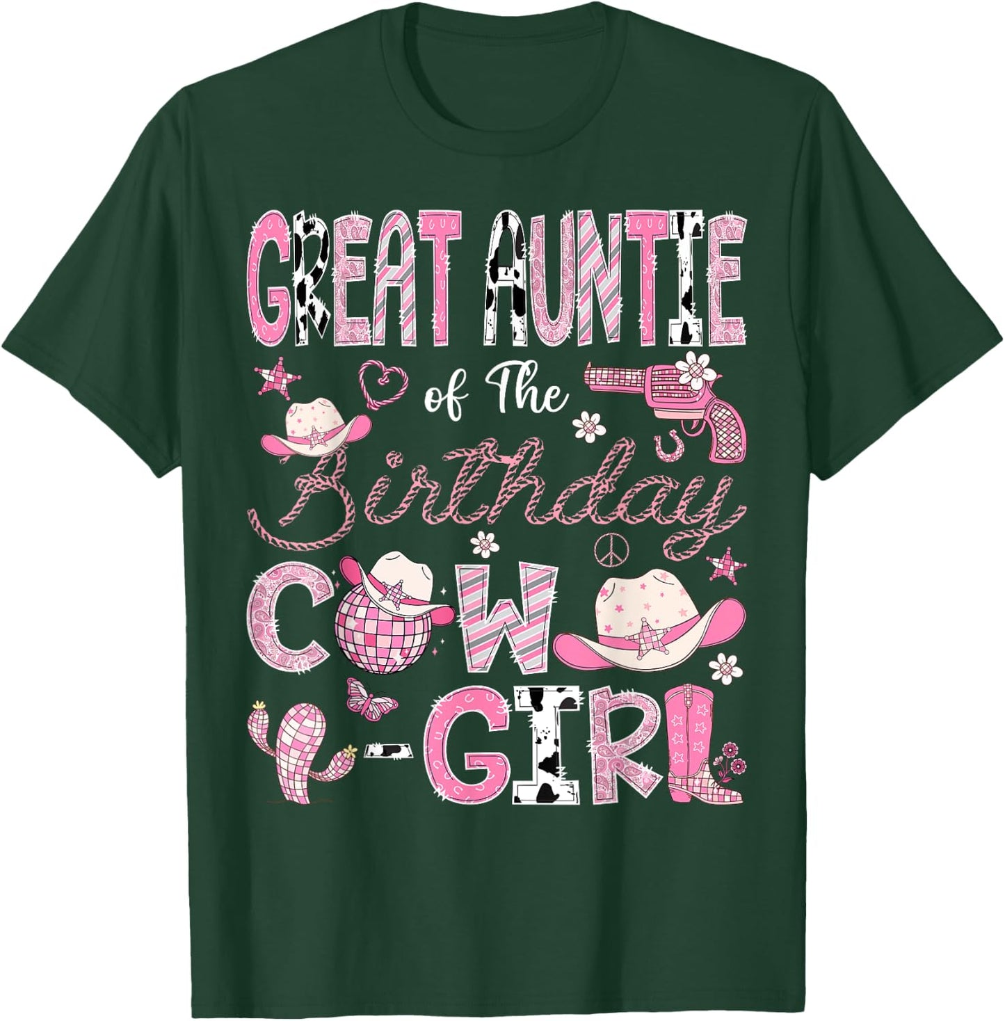 Great Auntie Of The Birthday CowGirl 1St Bday Rodeo Auntie T-Shirt - T-Shirt | Forest