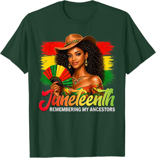 Juneteenth Remembering My Ancestors Black Women Juneteenth T-Shirt - T-Shirt | Forest