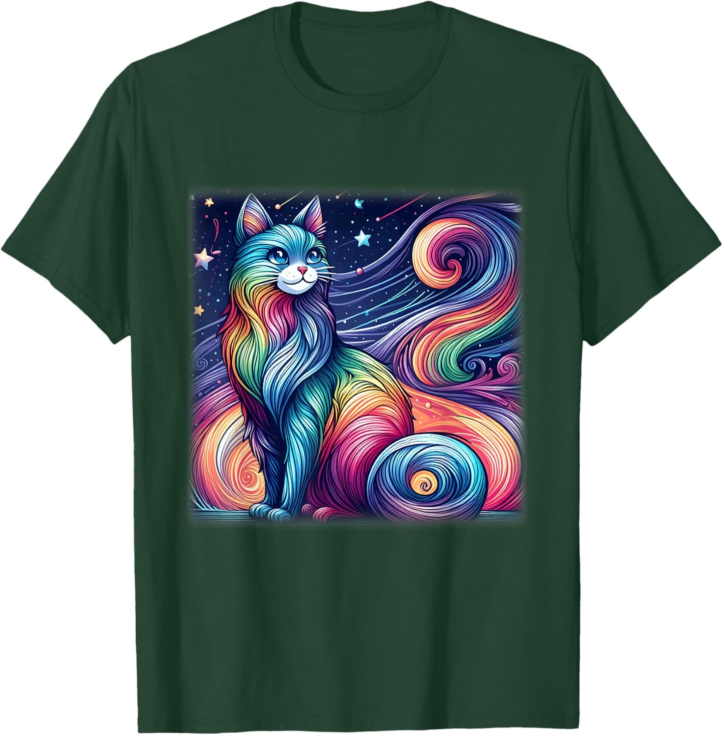 Colorful Pastel Cat Galaxy Shirt Cute Cosmic Space Cat Lover Men Women Kids T-Shirt - T-Shirt | Forest