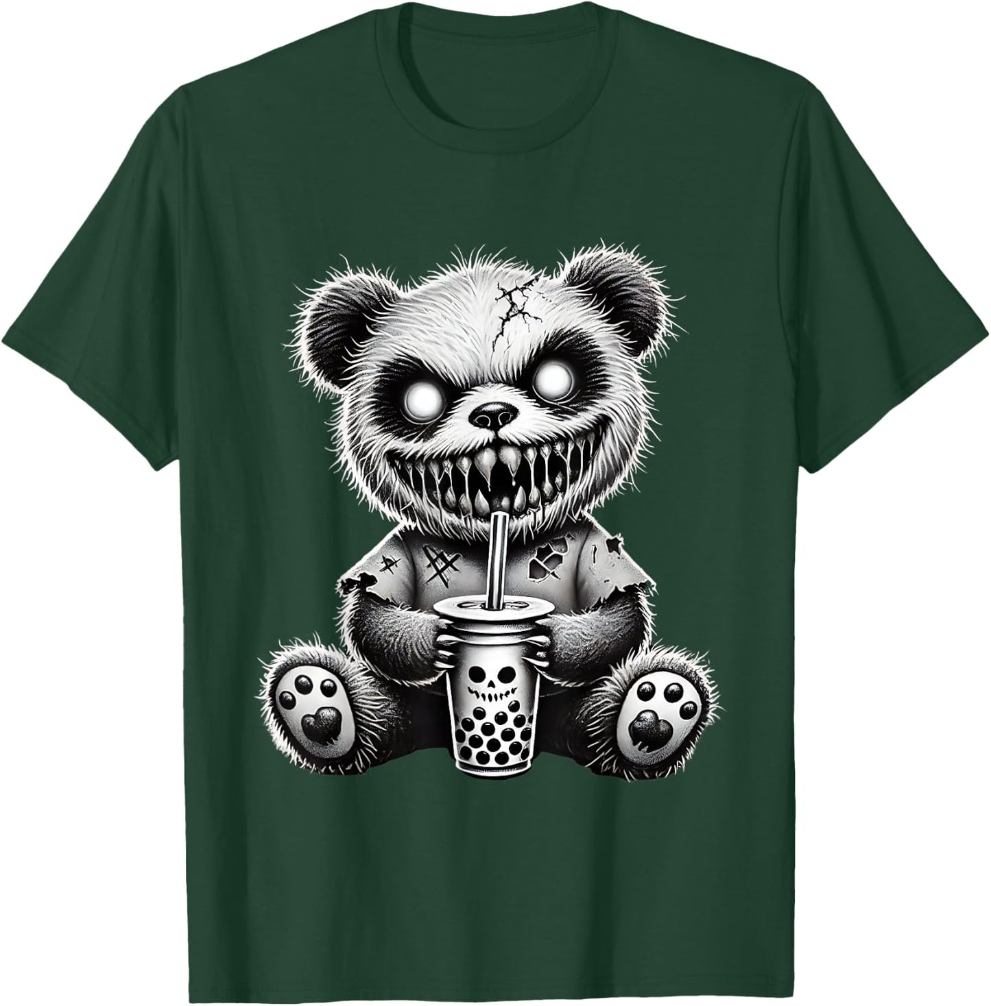 Creepy Panda Bubble Tea Halloween T-Shirt - T-Shirt | Forest