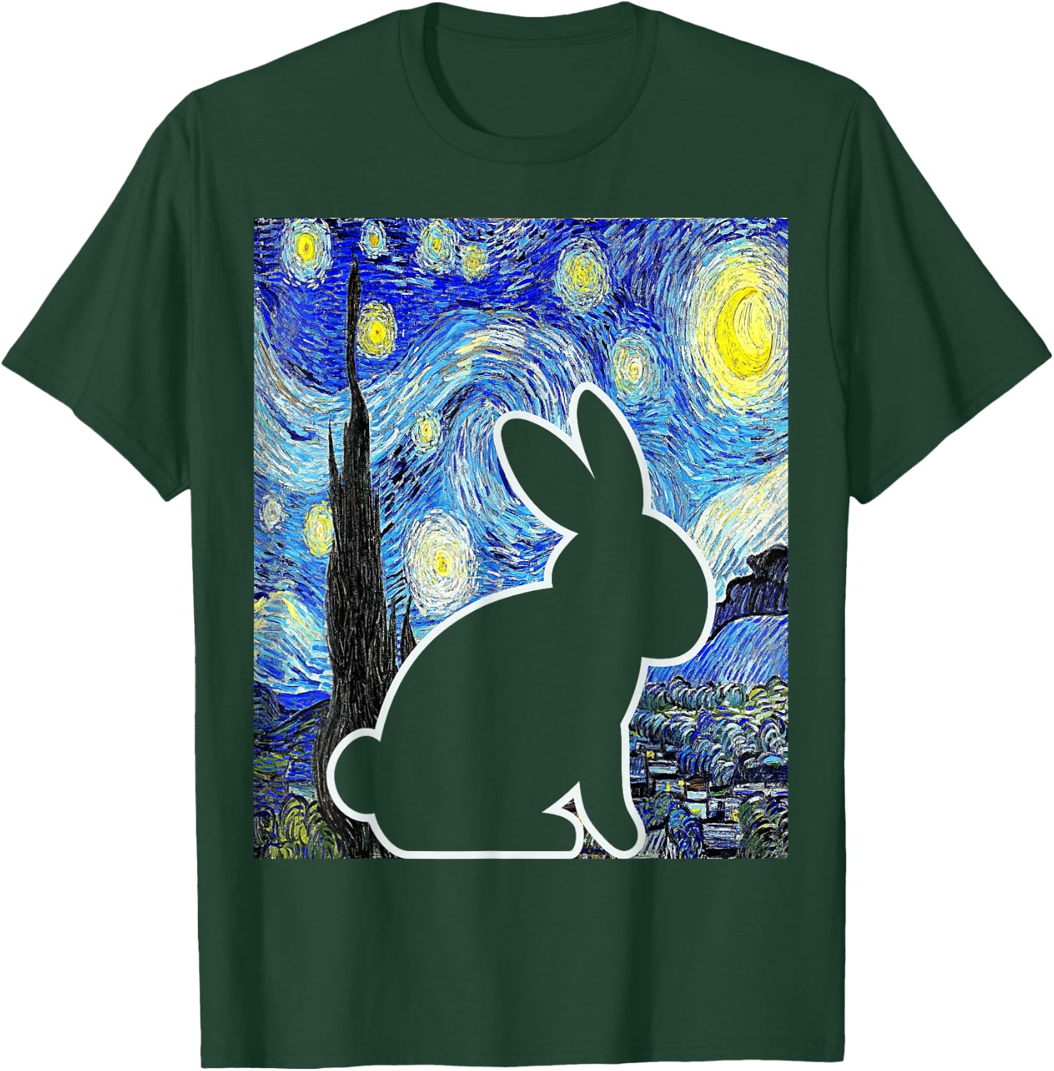 Rabbit Starry Night Bunny Lover Van Gogh Painting T-Shirt - T-Shirt | Forest