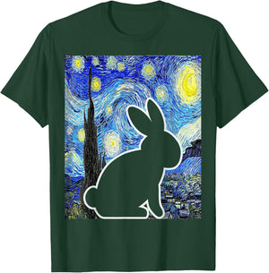 Rabbit Starry Night Bunny Lover Van Gogh Painting T-Shirt - T-Shirt | Forest