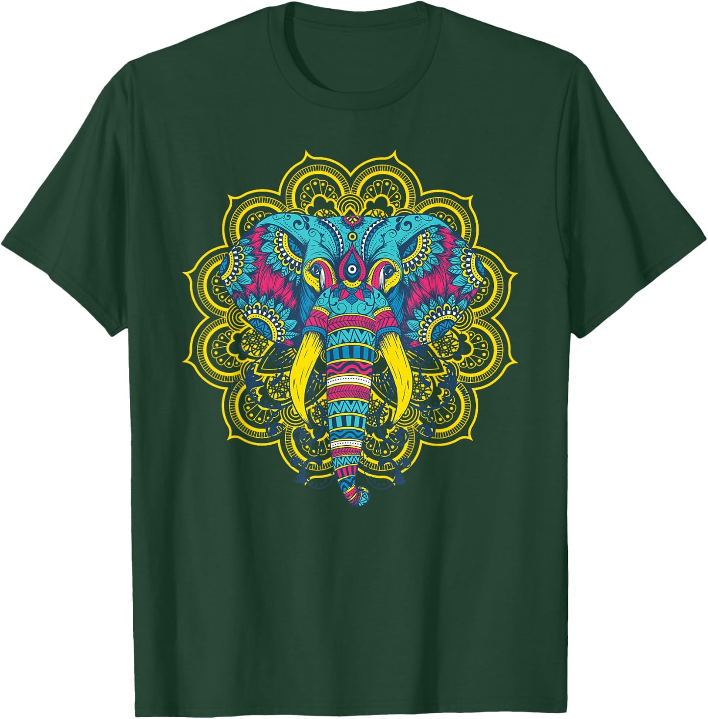 Wir Lieben Elefanten Elephant Mandala Pattern India Hinduism Yoga Gift T-Shirt - T-Shirt | Forest