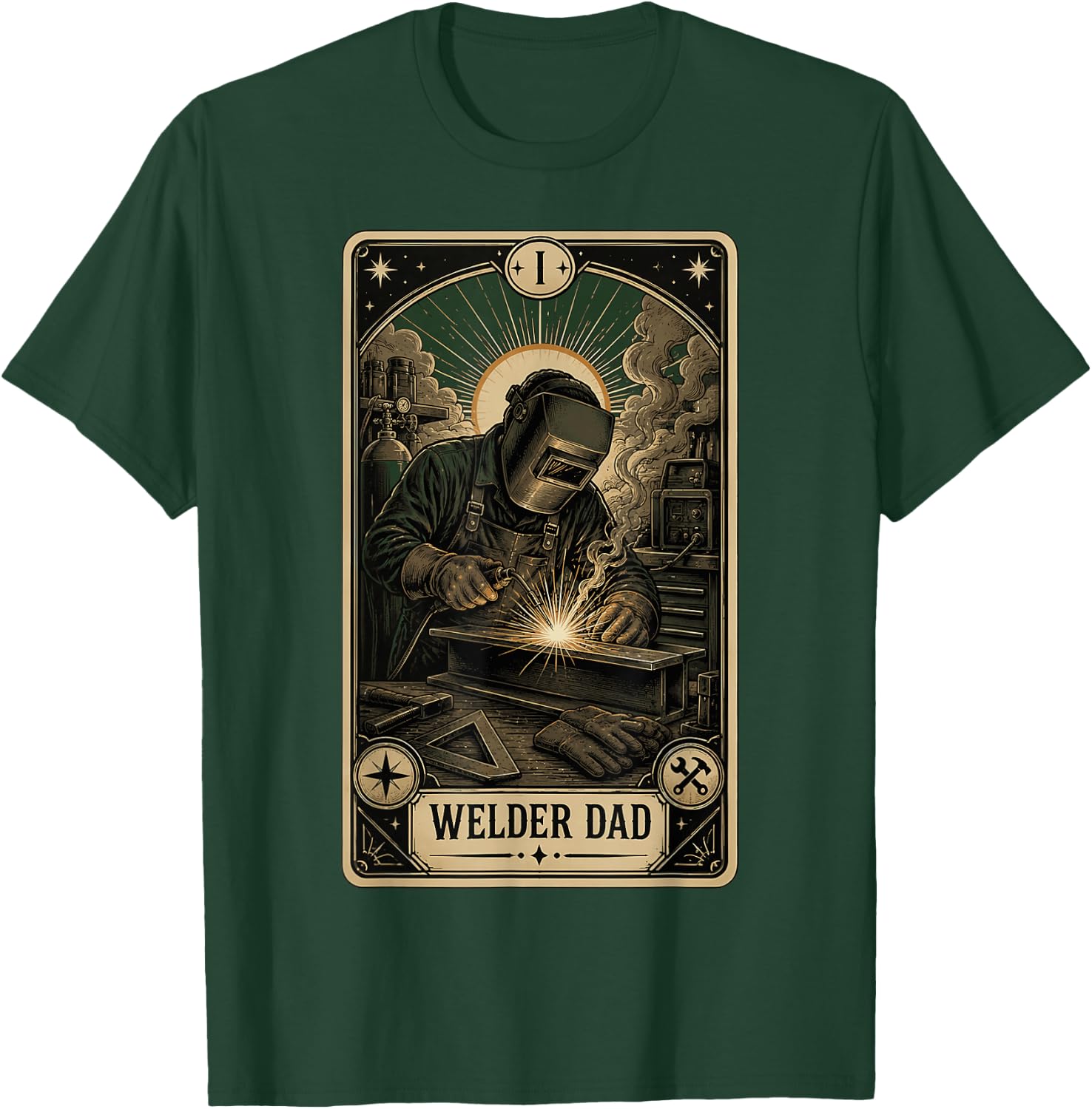 Welder Dad Funny Tarot Card Welding T-Shirt - T-Shirt | Forest