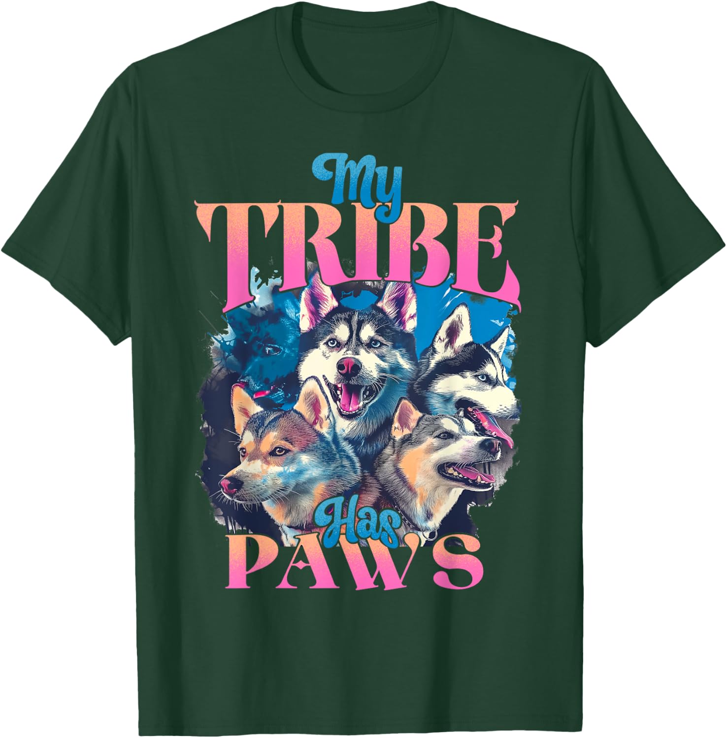 Dog Lover Bootleg Siberian Husky Dog Owner Girl and Woman T-Shirt - T-Shirt | Forest