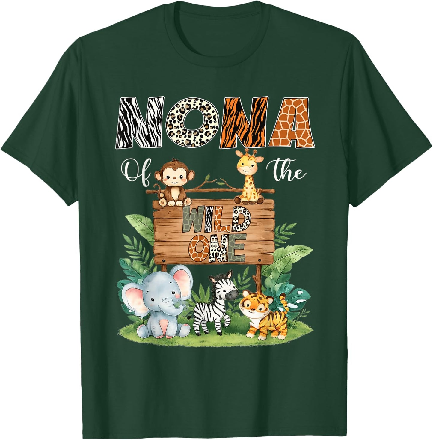 Nona of The Wild One 1St Birthday Kids Safari Jungle T-Shirt - T-Shirt | Forest