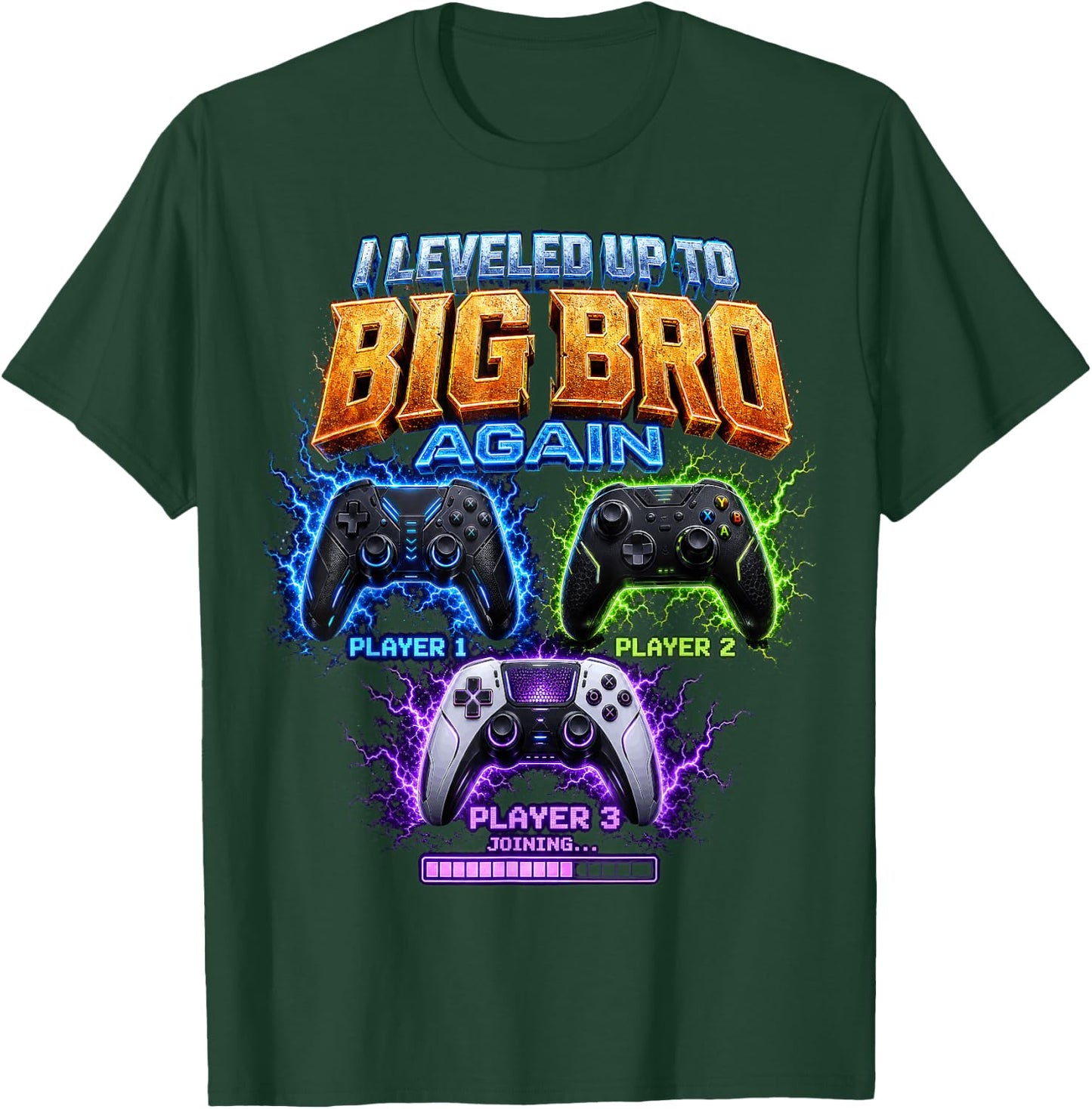 Gamer I Leveled Up to Big Bro Again Controller Boy T-Shirt - T-Shirt | Forest