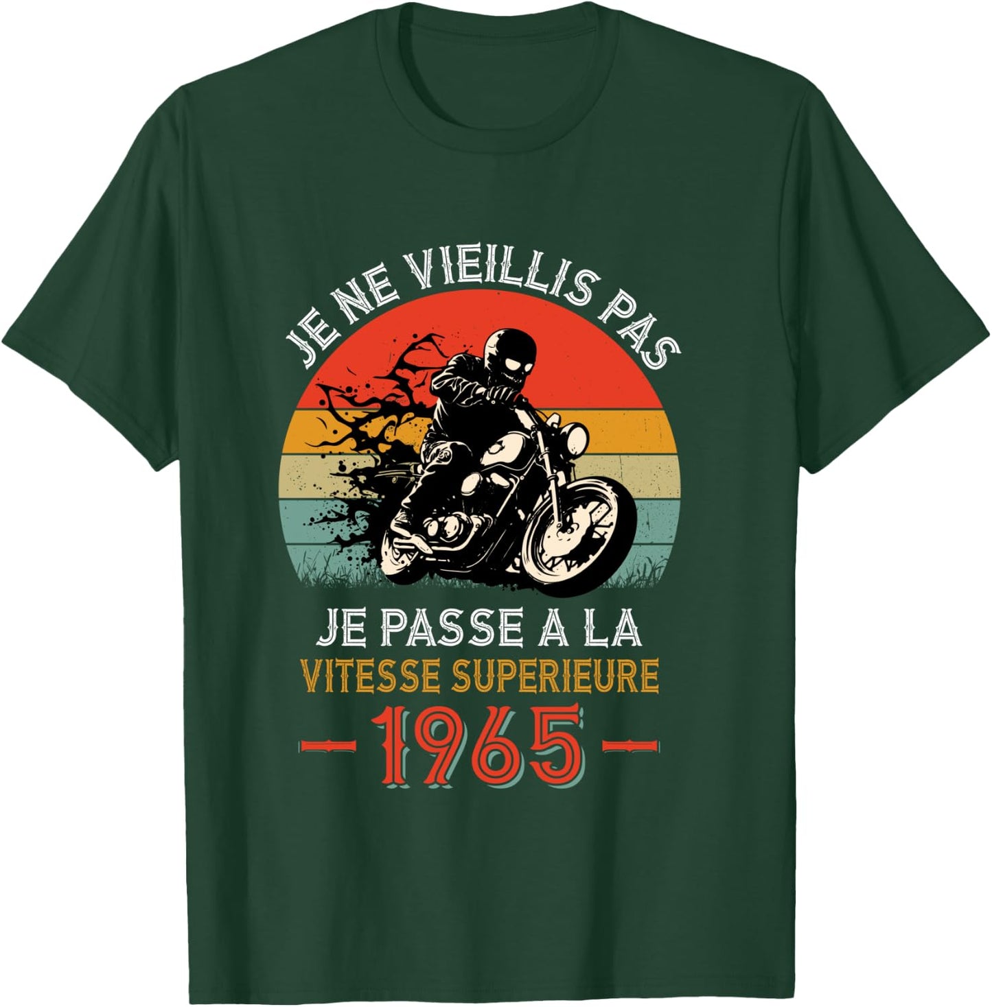 Birthday 60 Years Old Biker Born In 1965 Vintage Motorcycle Biker , Black, S T-Shirt - T-Shirt | Forest